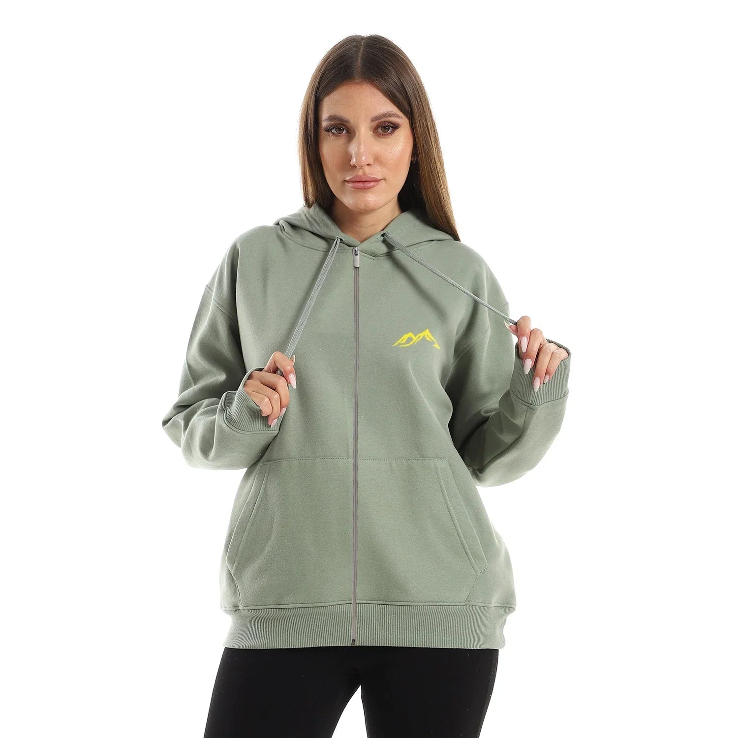 NAS Trends - Cold Mountain Unisex Oversized Zip-up Hoodie-Olive 2