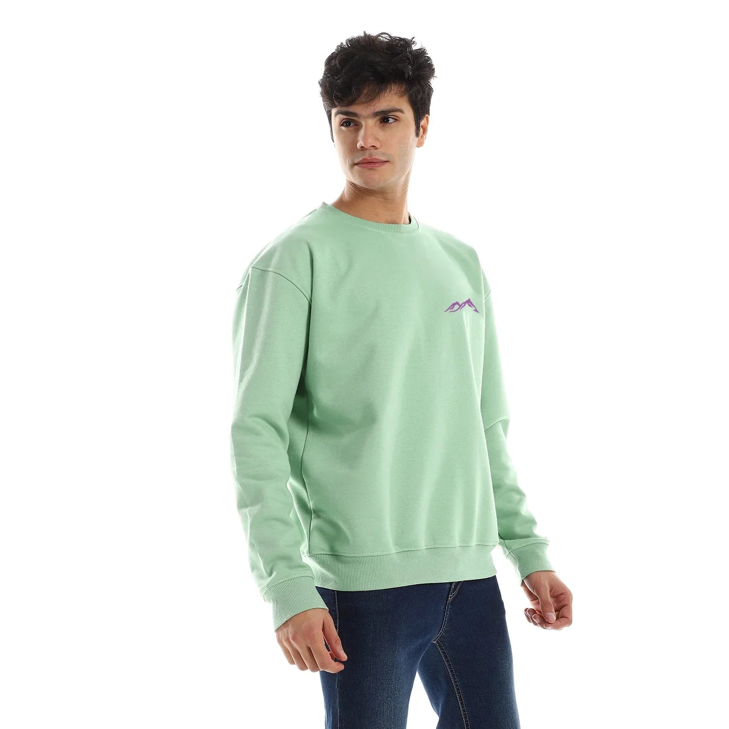 NAS Trends - Cold Mountain Unisex Oversized Crew-neck Sweatshirt-mint Green 4