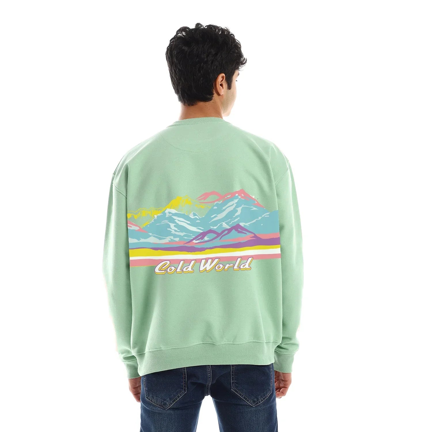 NAS Trends - Cold Mountain Unisex Oversized Crew-neck Sweatshirt-mint Green 2