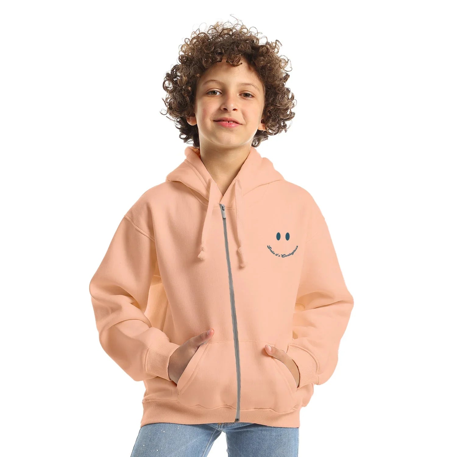 NAS Trends - Contagious Kids Oversized Zip-up Hoodie-Rose 1