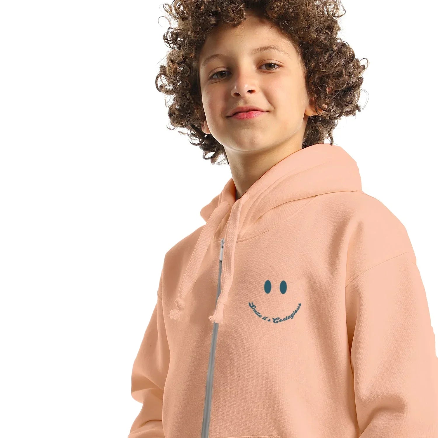 Contagious Kids Oversized Zip-up Hoodie-Rose - NAS Trends - Babazzaro