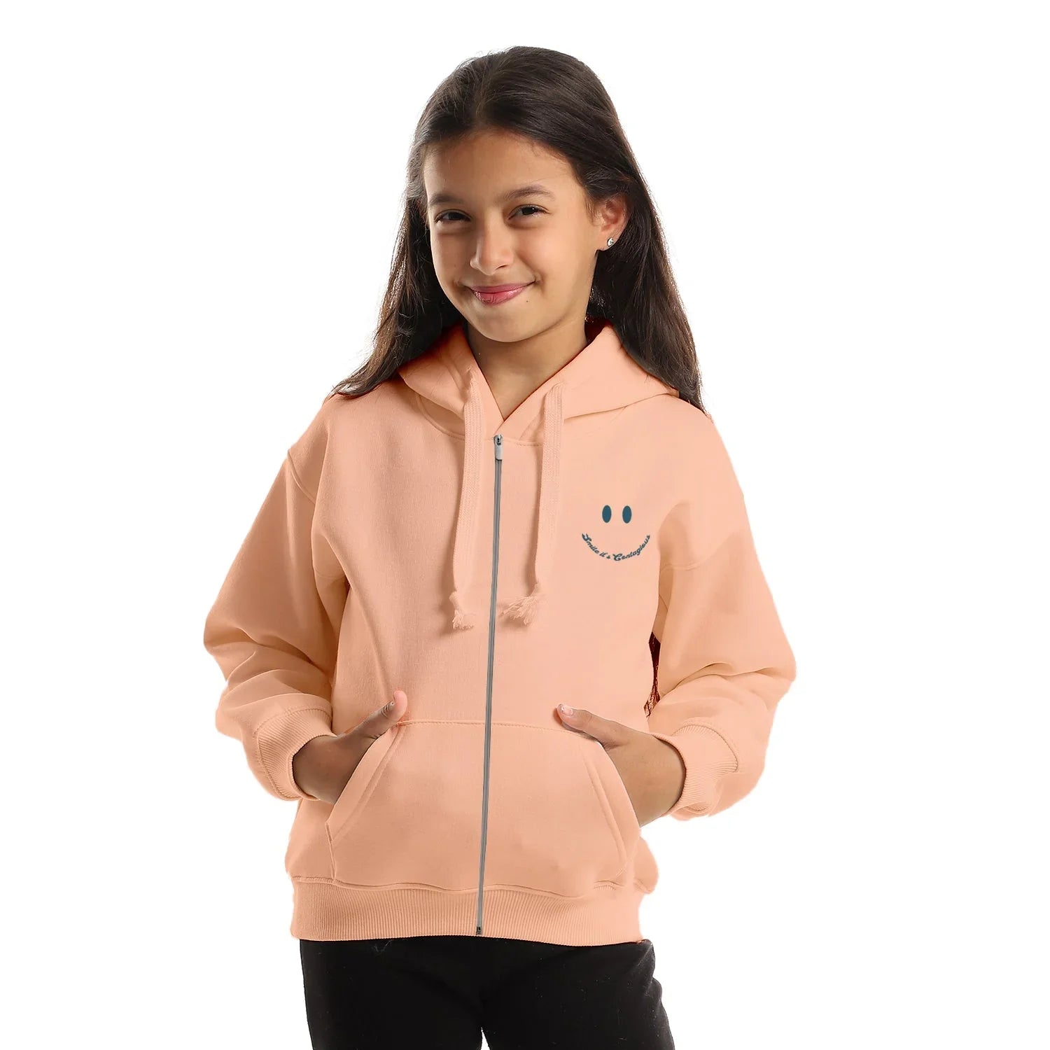 NAS Trends - Contagious Kids Oversized Zip-up Hoodie-Rose 1