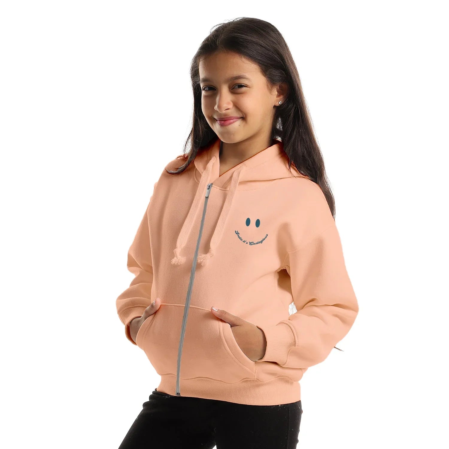 NAS Trends - Contagious Kids Oversized Zip-up Hoodie-Rose 2