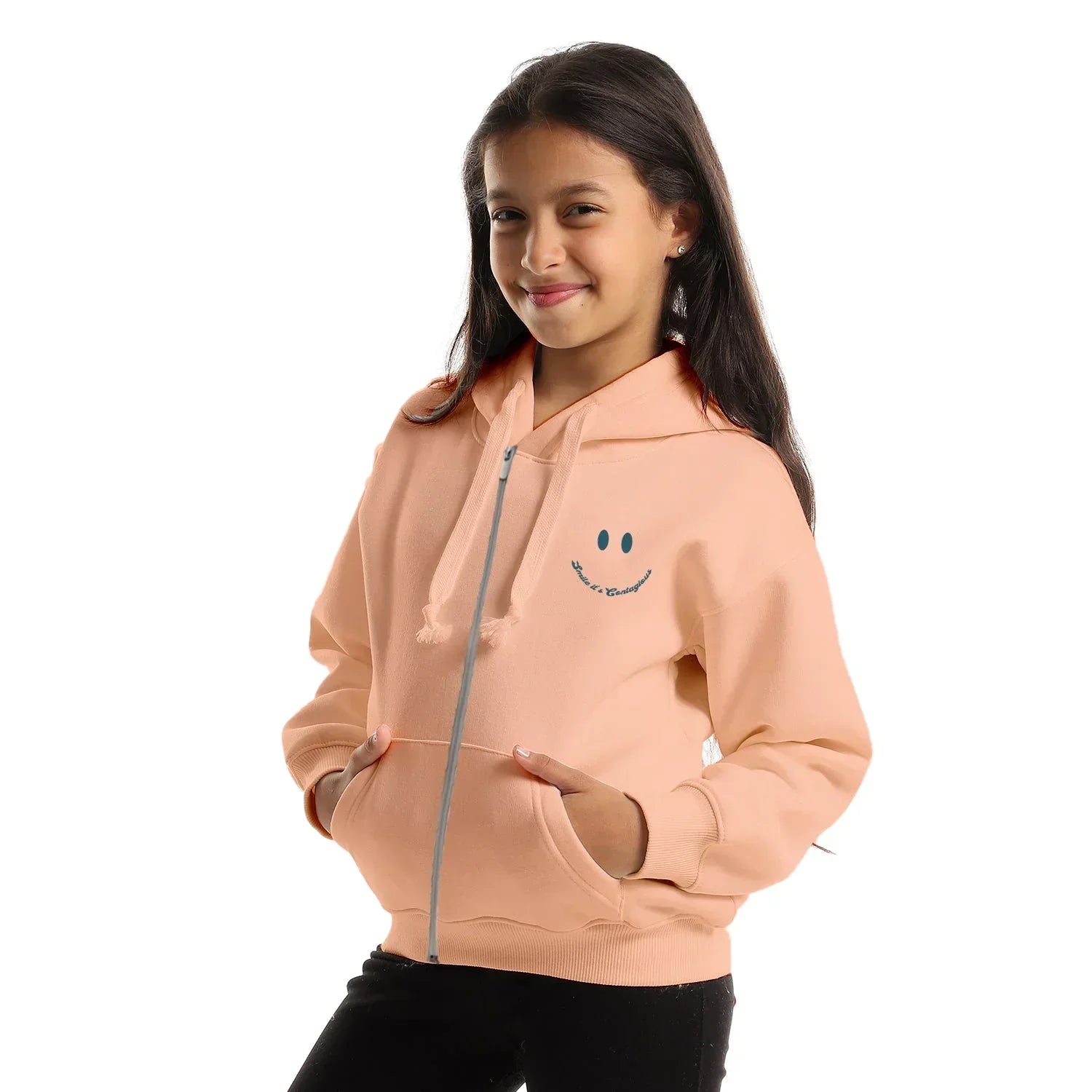 Contagious Kids Oversized Zip-up Hoodie-Rose - NAS Trends - Babazzaro