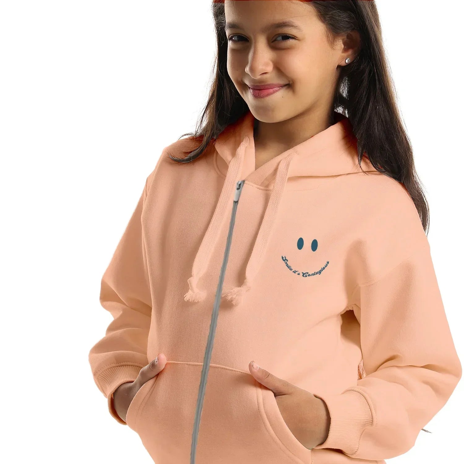Contagious Kids Oversized Zip-up Hoodie-Rose - NAS Trends - Babazzaro