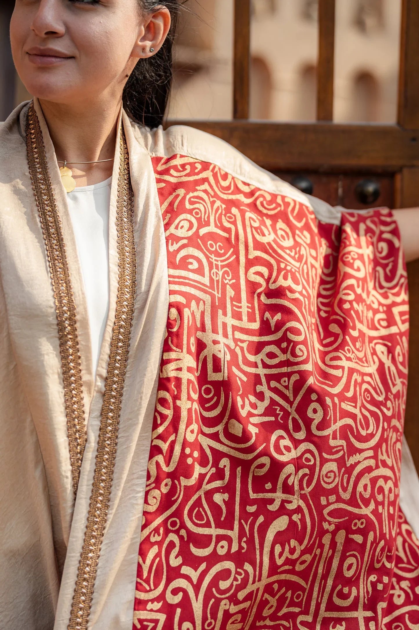 Dress Code - Golden Linen Kaftan Red 4