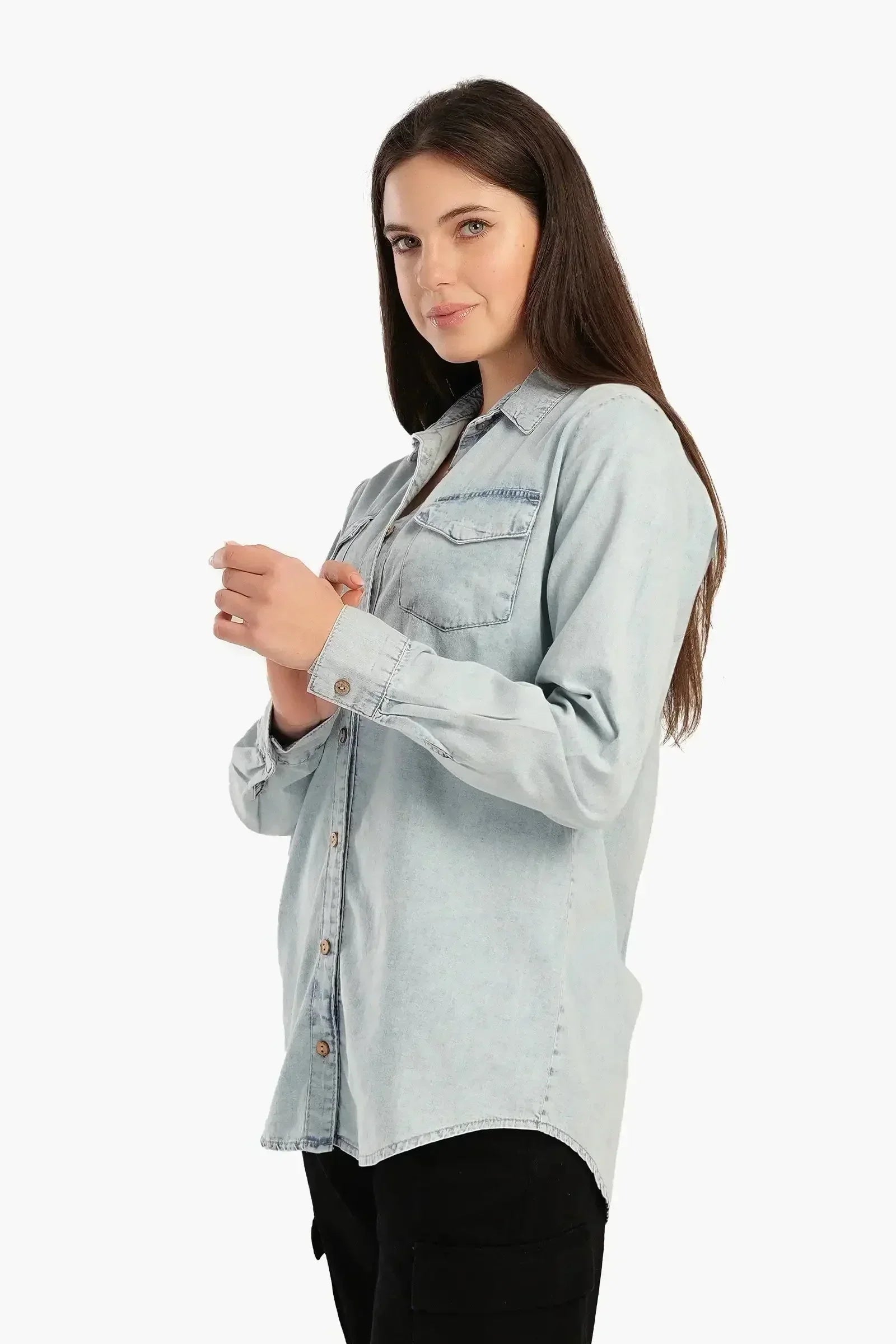 Carina - Denim Shirt with Flap Pockets 2
