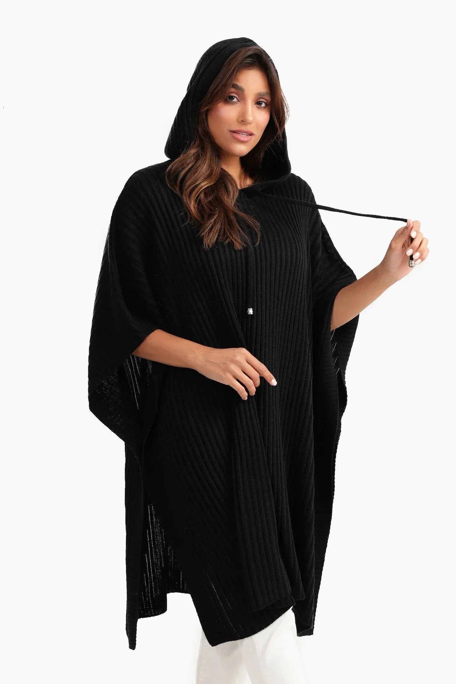 Carina - Hooded Poncho with Knee Length 1