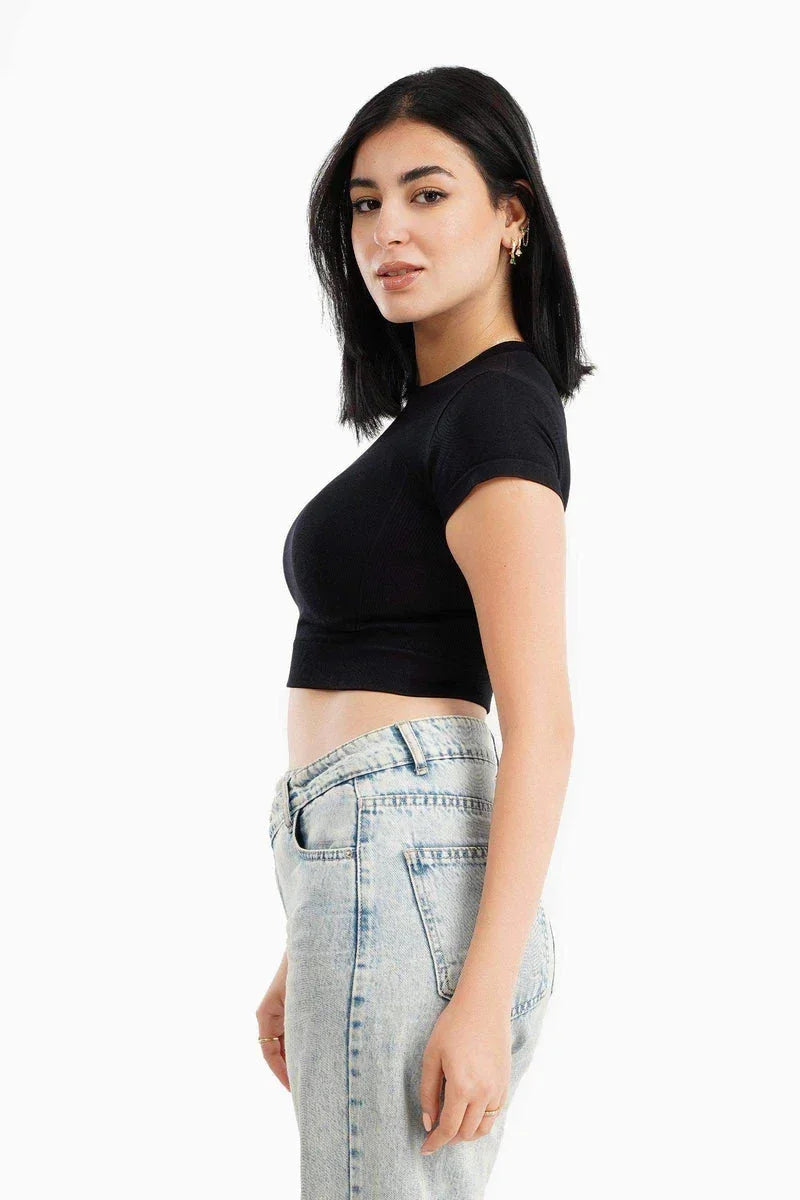 Carina - Short Sleeves Cropped Top 4