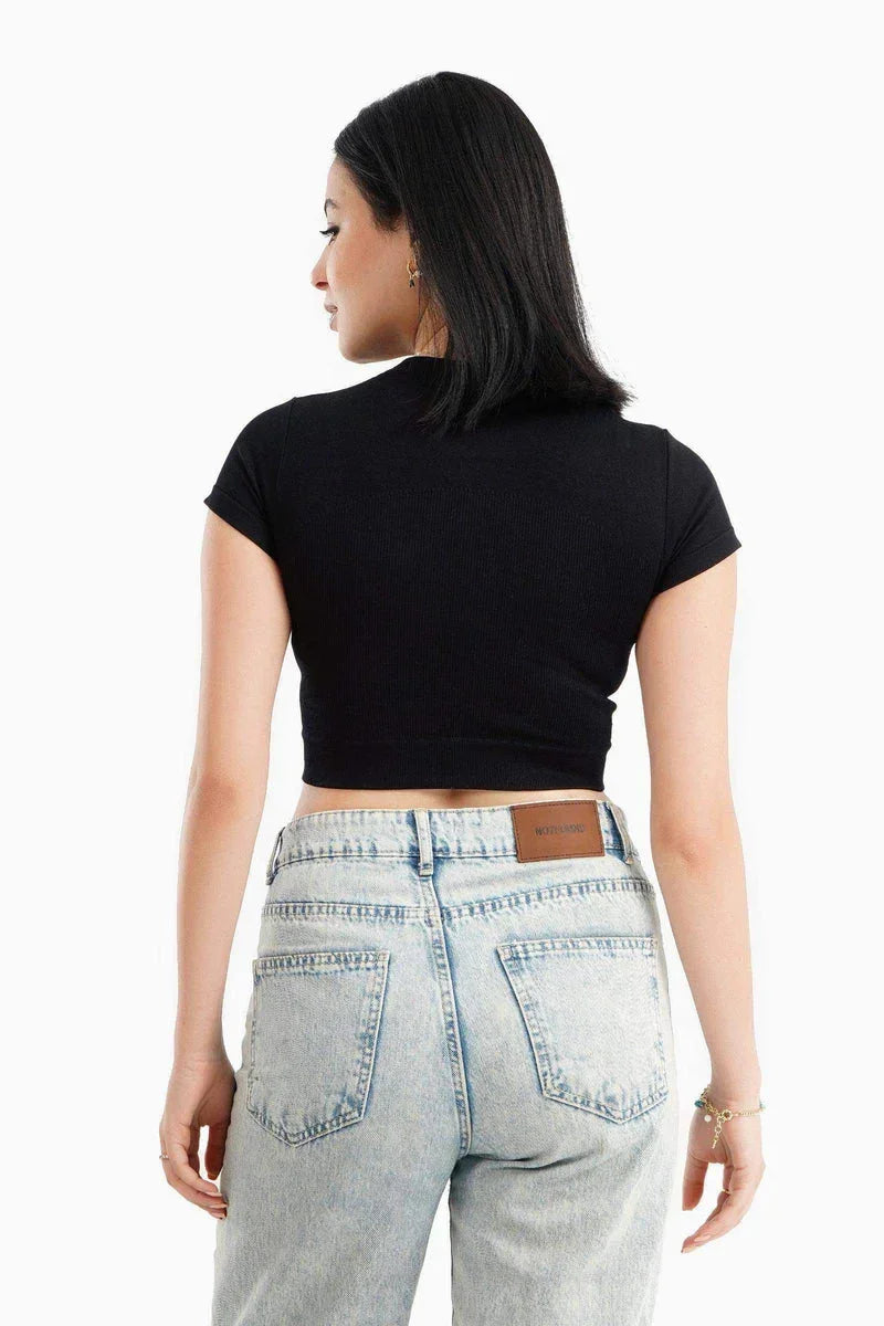 Carina - Short Sleeves Cropped Top 7