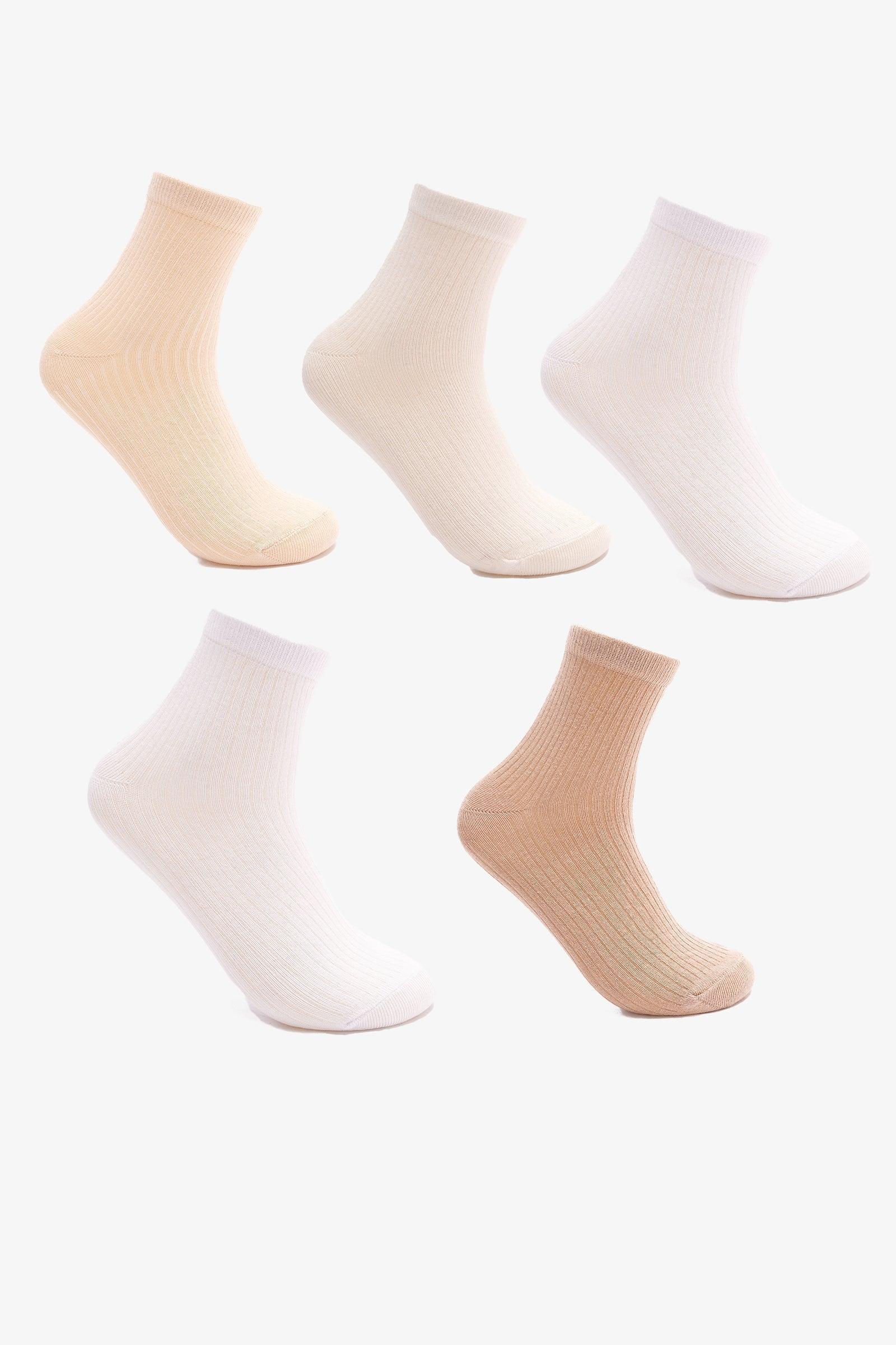 Carina - Ribbed High Ankle Socks - 5 Pairs 1