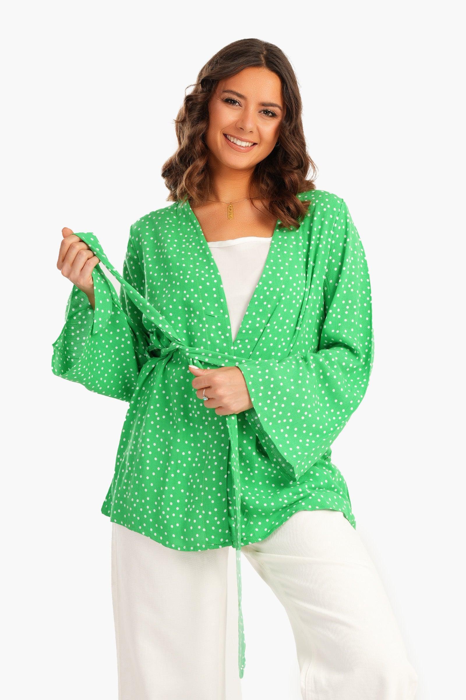 Clue - Dotted Kimono with Flared Sleeves 1