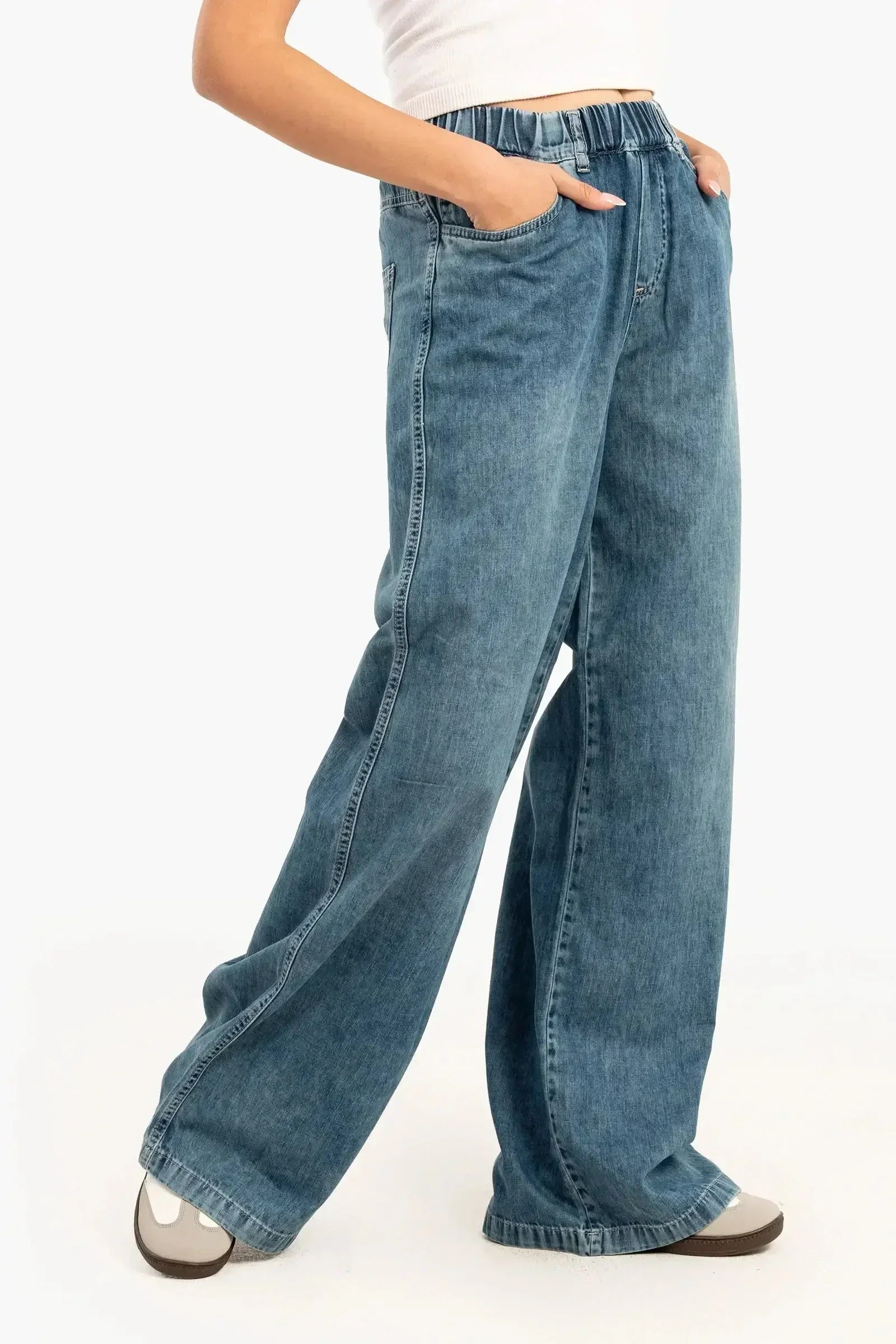 Carina - Elastic Waist Denim Pants 2