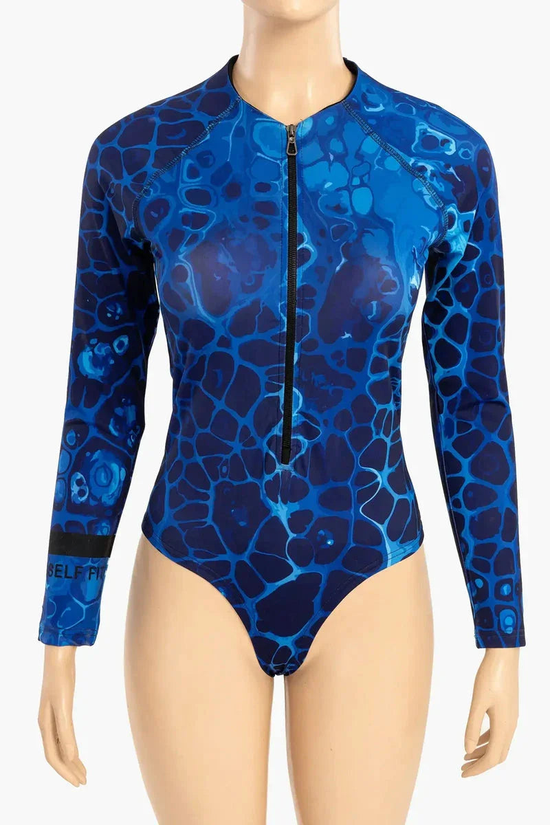 Carina - Ocean Blue Rash Guard Swimsuit 5