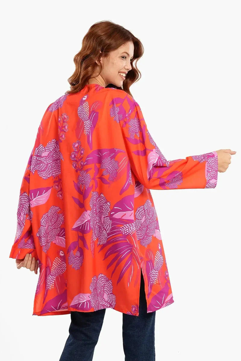 Carina - Orange Kimono with Purple Print 3