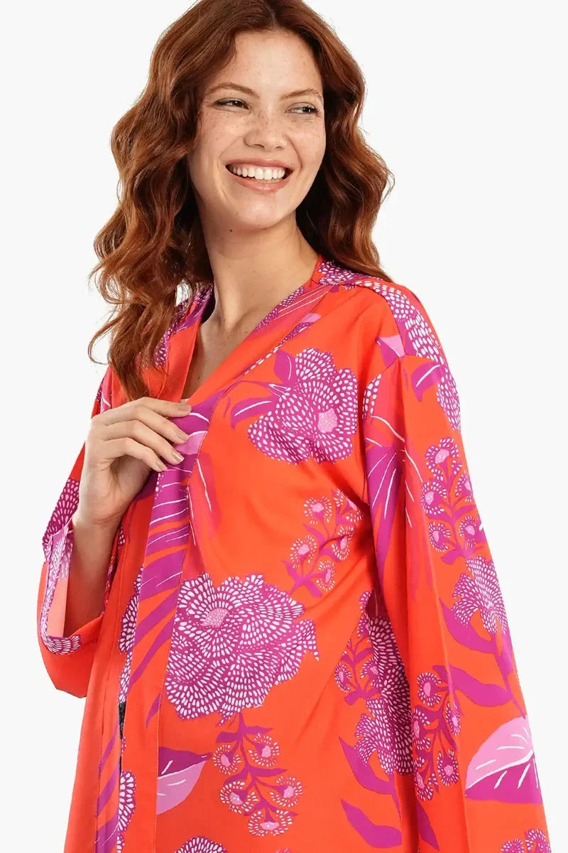 Carina - Orange Kimono with Purple Print 4