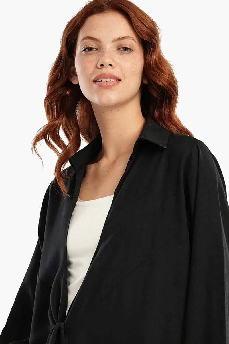 Carina - Black Kimono with Front Tie 4