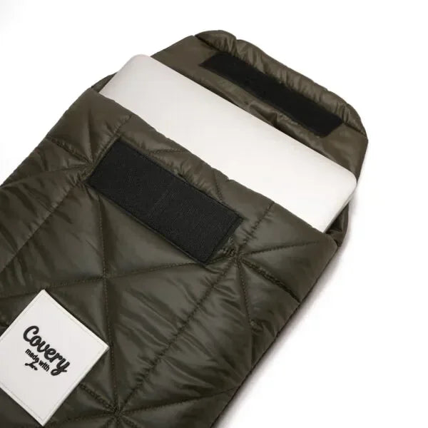 Olive Puffy Laptop Sleeve - Covery - Babazzaro