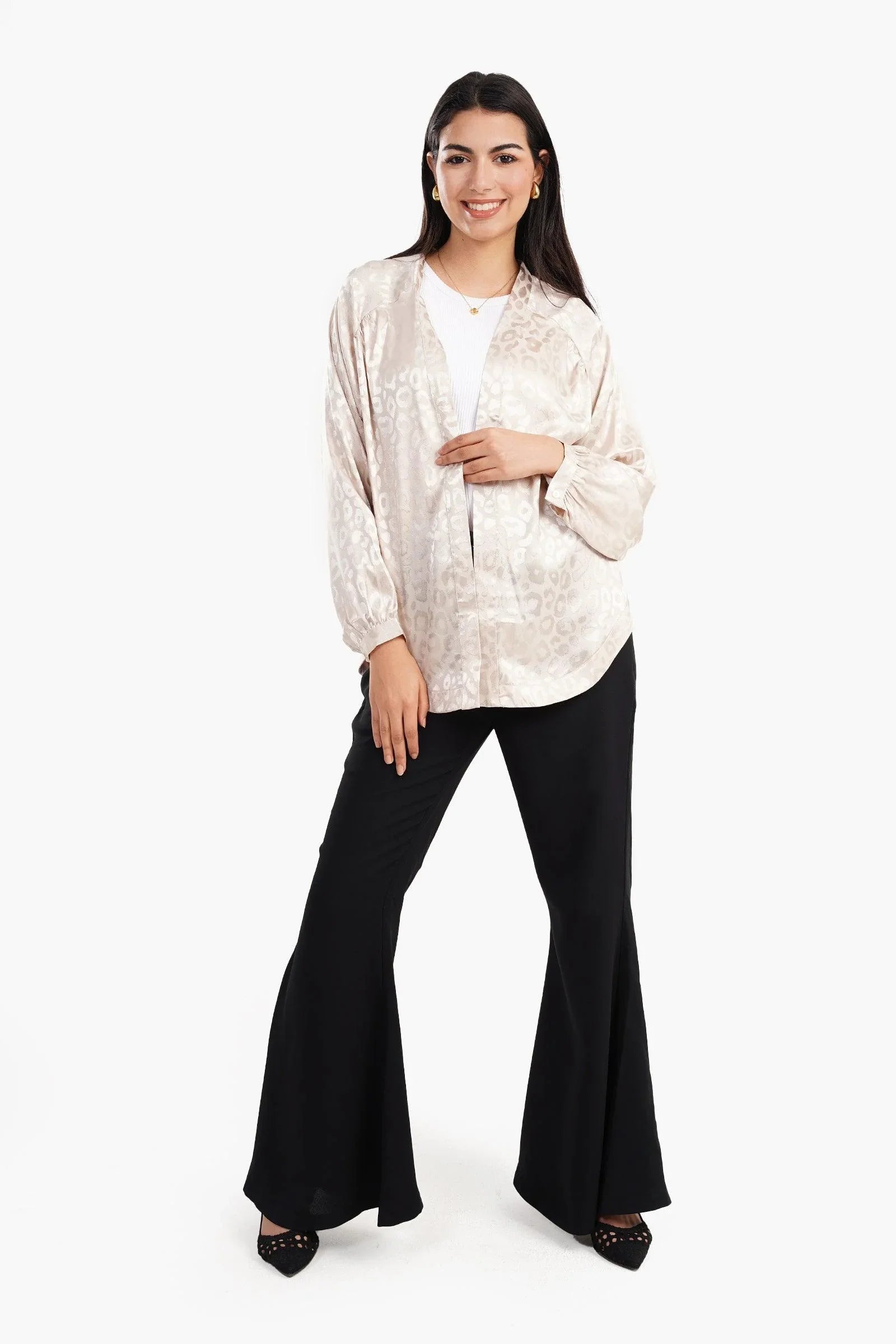 Clue - Open Front Satin Cardigan 2