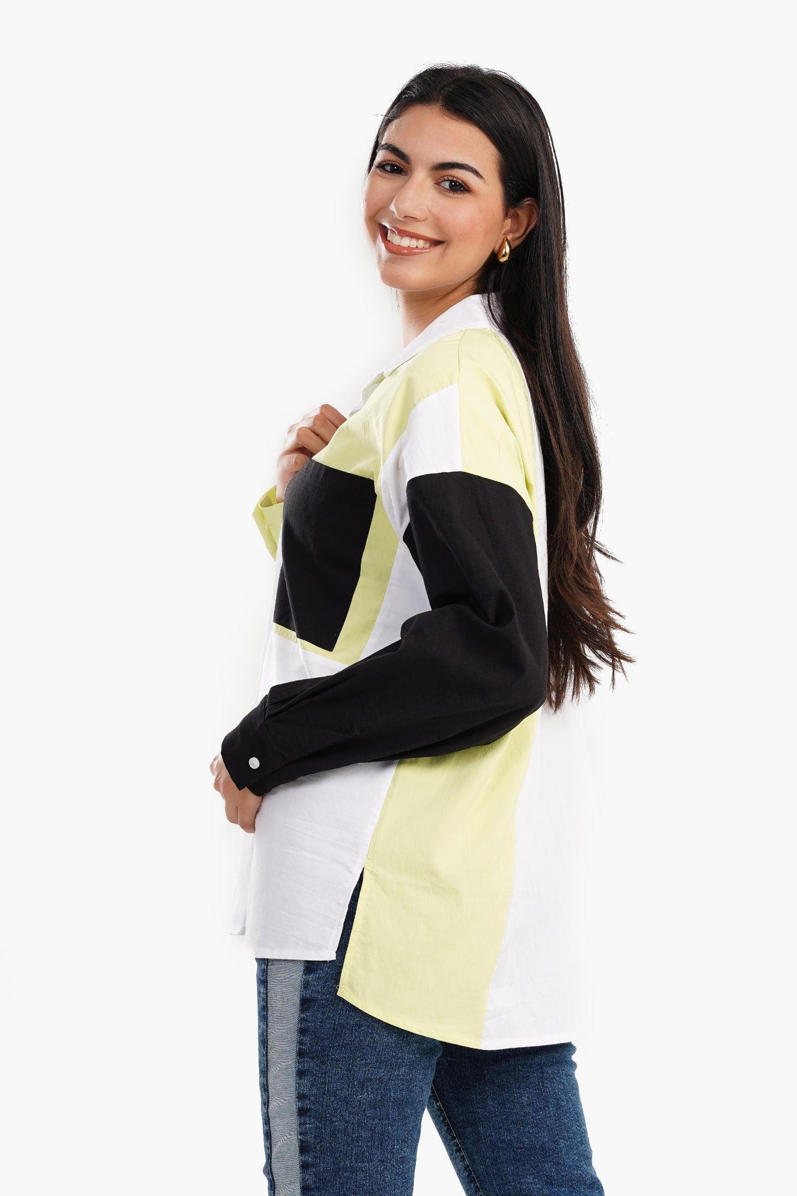Clue - Color Block Shirt with Full Placket 1