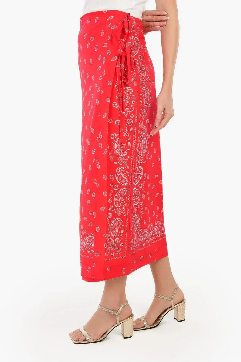 Printed Red Wrap Skirt - Carina 2