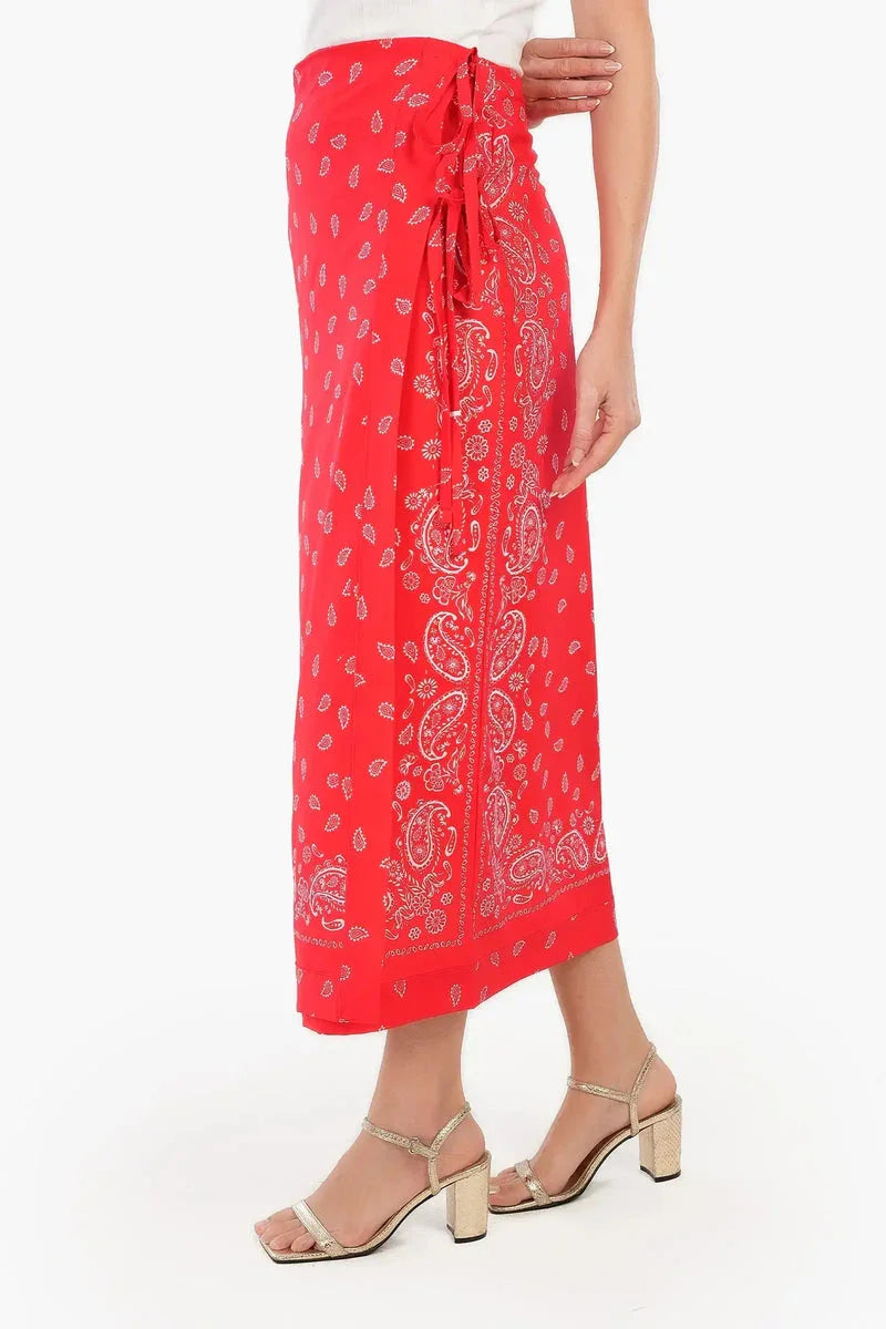 Carina - Printed Red Wrap Skirt 2