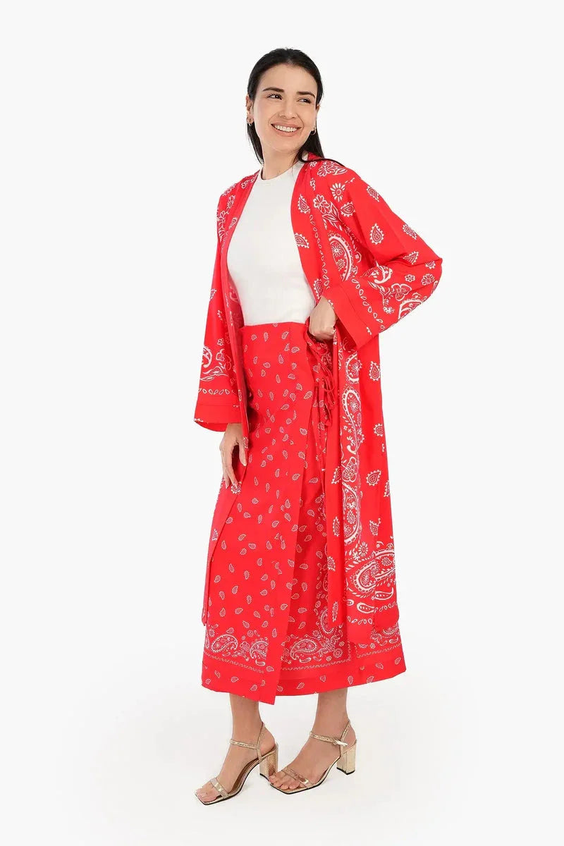 Carina - Printed Red Kimono 2