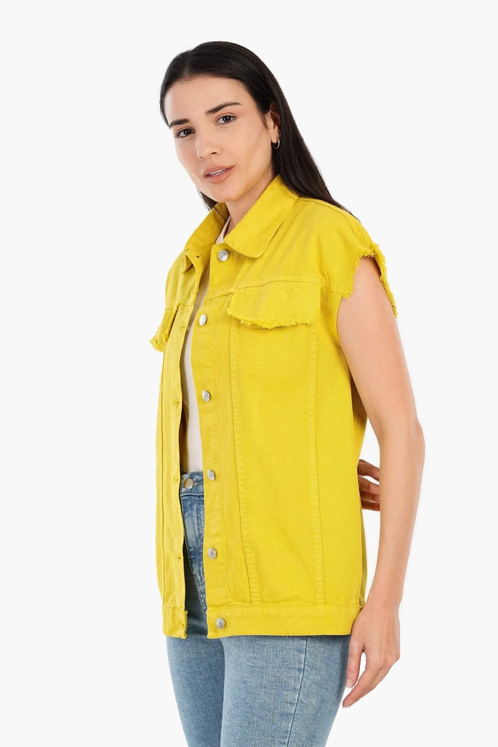 Carina - Raw Hem Denim Vest 10