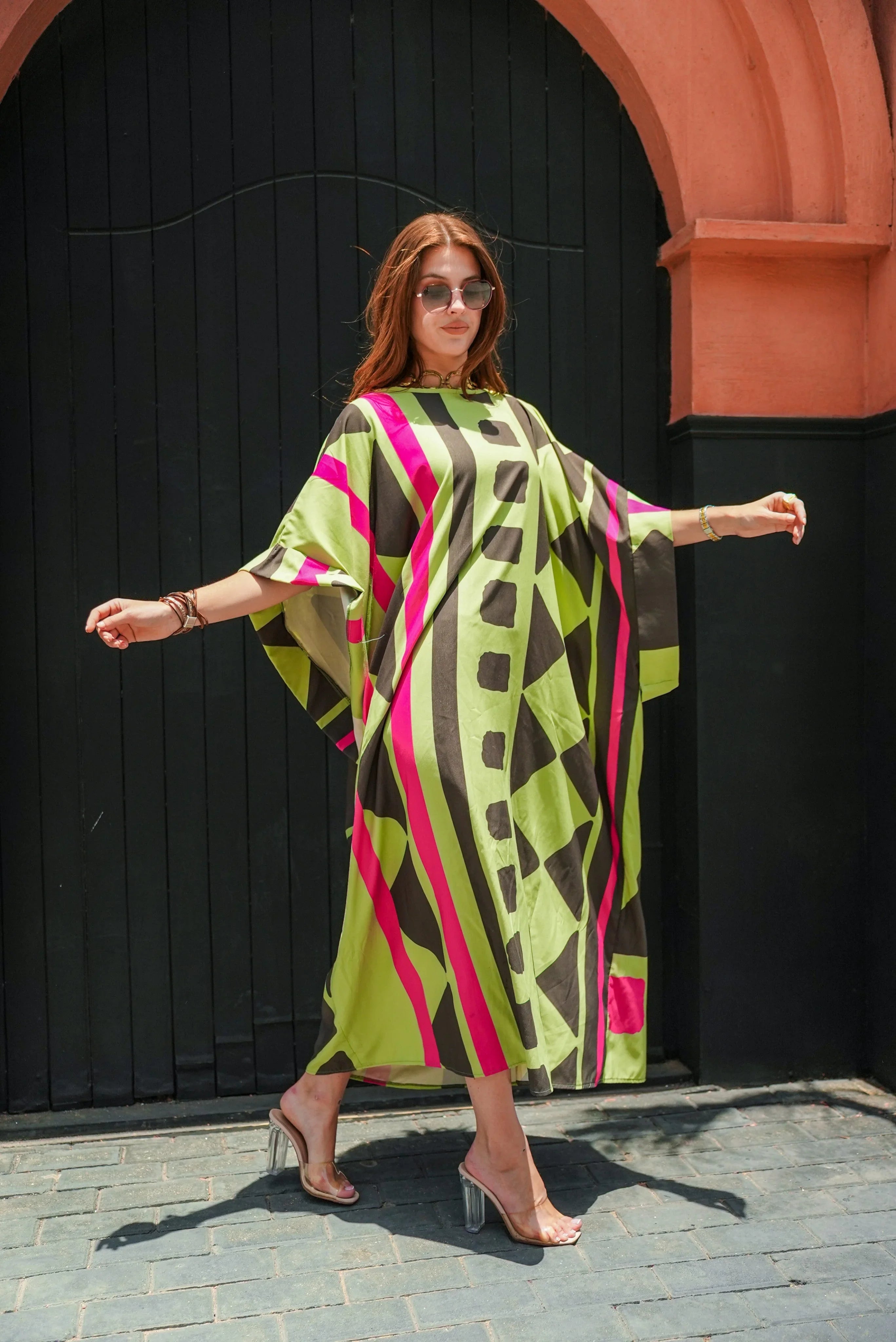 Dress Code - lime printed dress 3