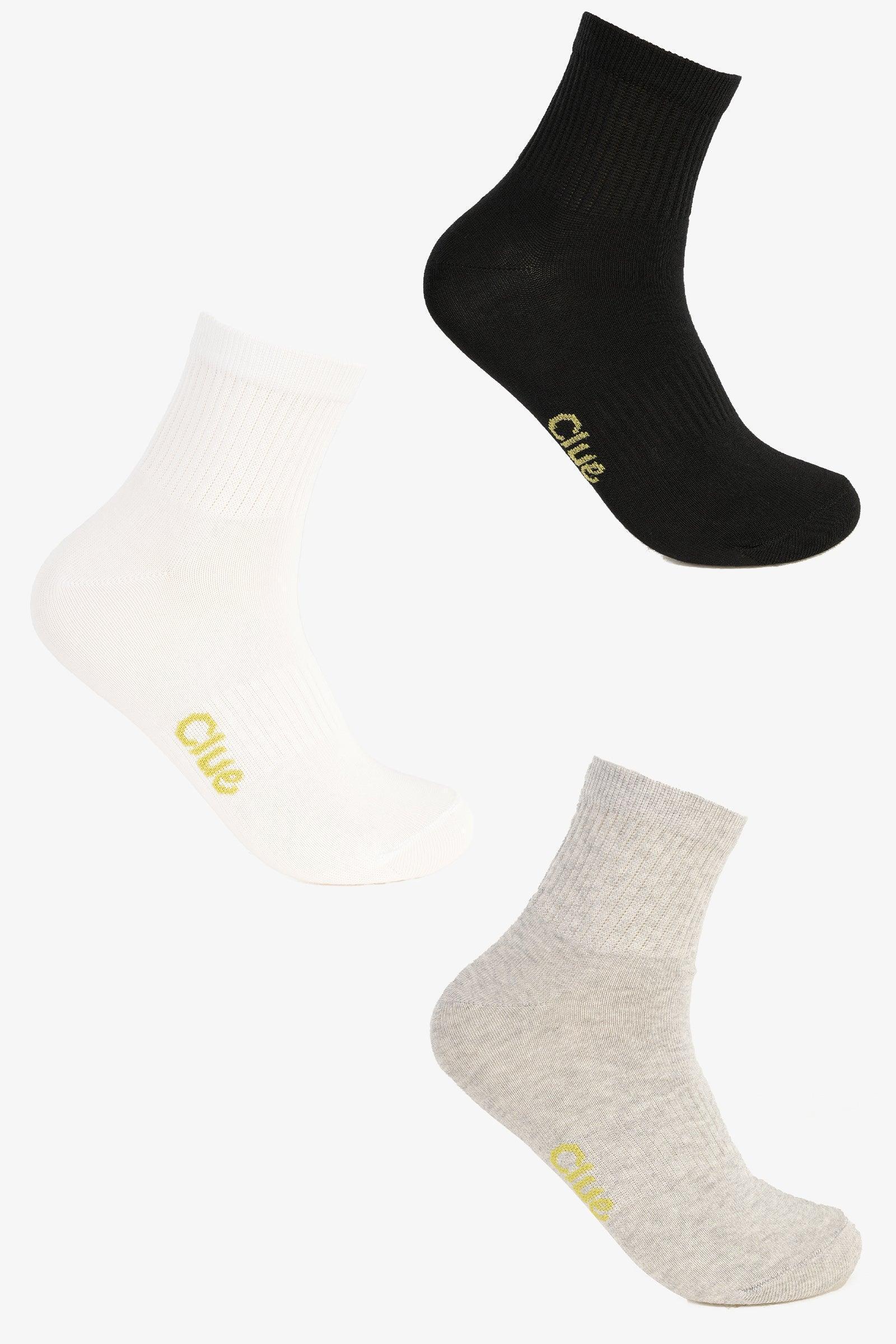 Clue - Ribbed Ankle Socks - 3 Pairs 1