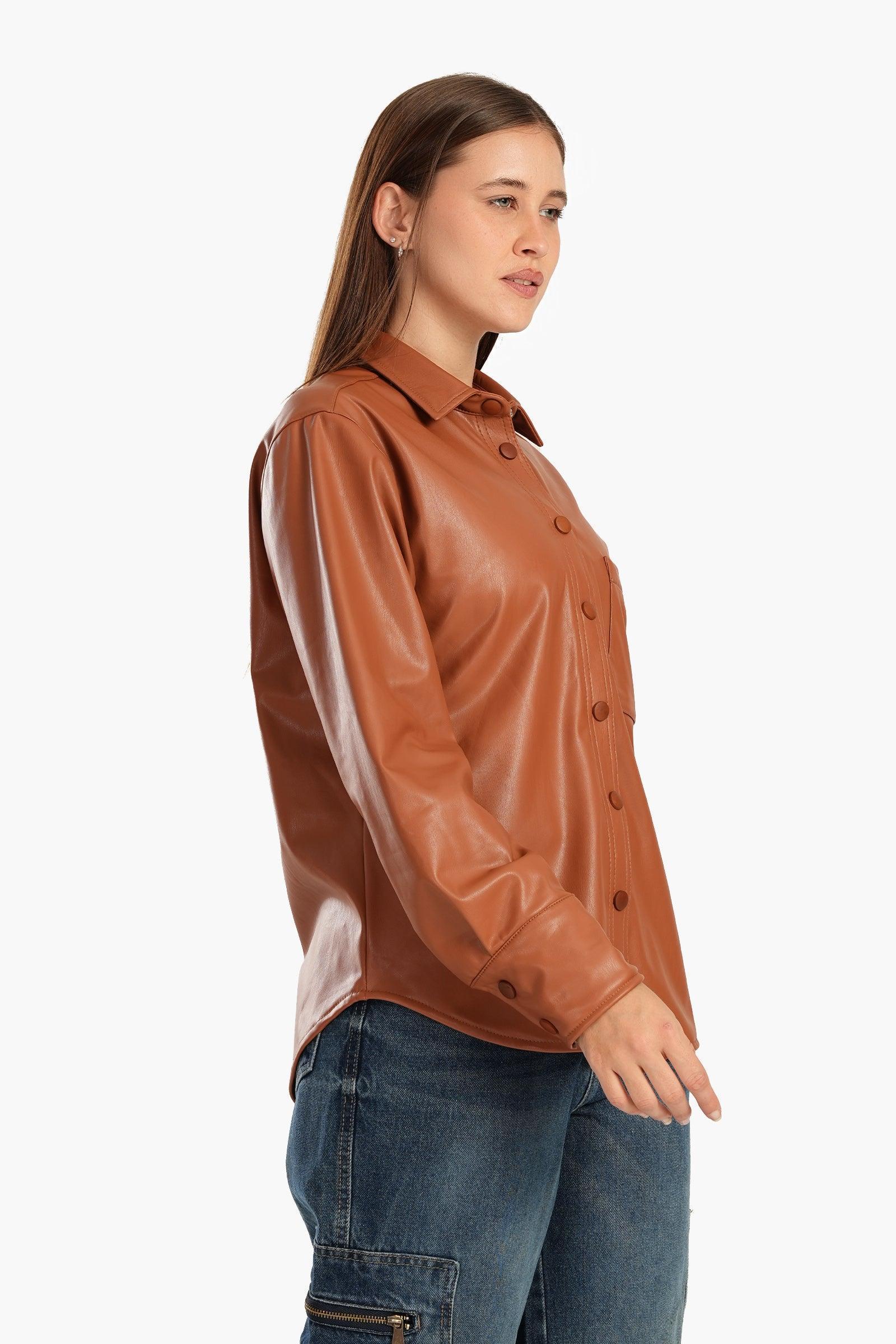 Clue - Leather Shirt with Snap Closure 3