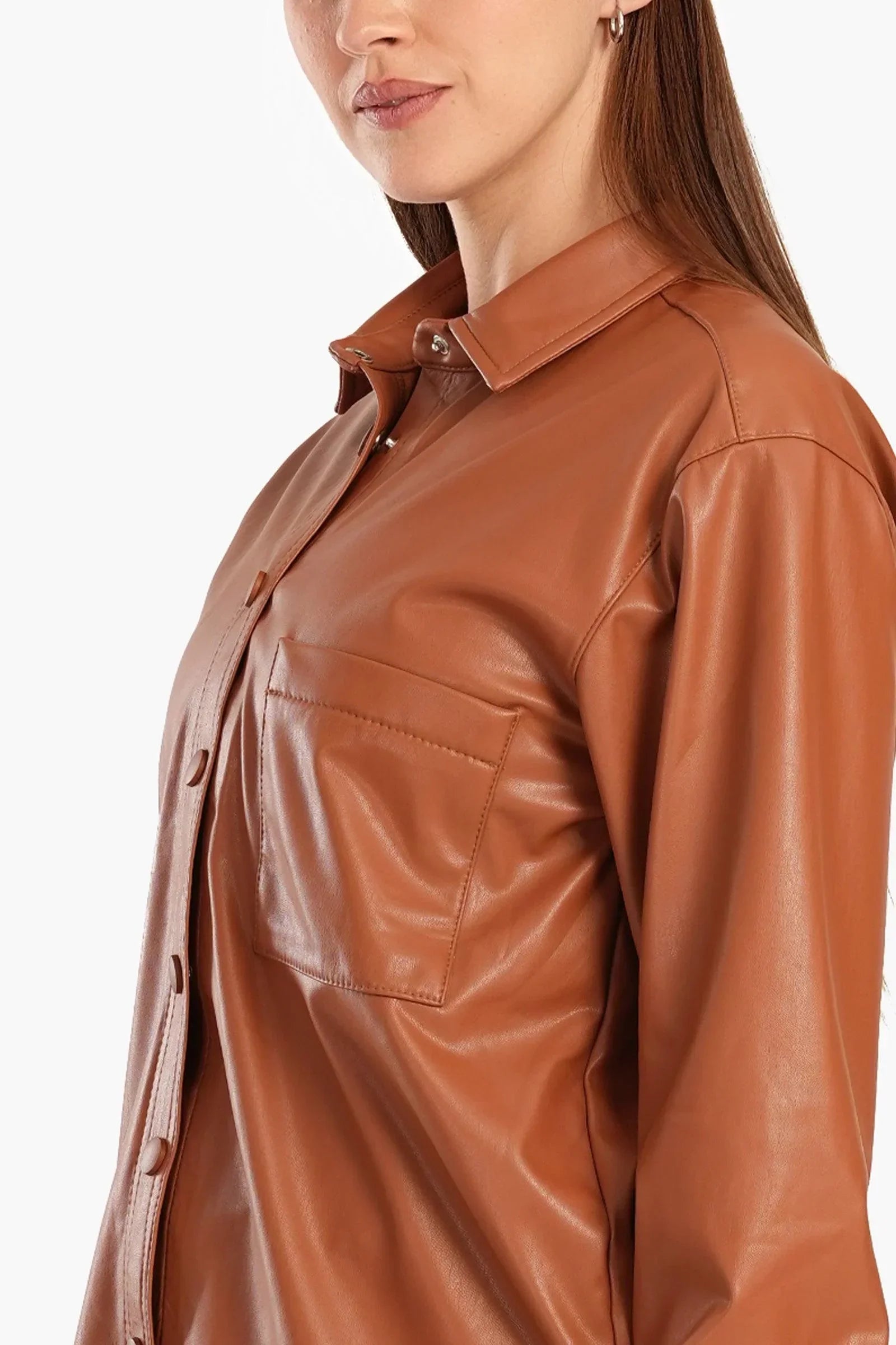 Clue - Leather Shirt with Snap Closure 5