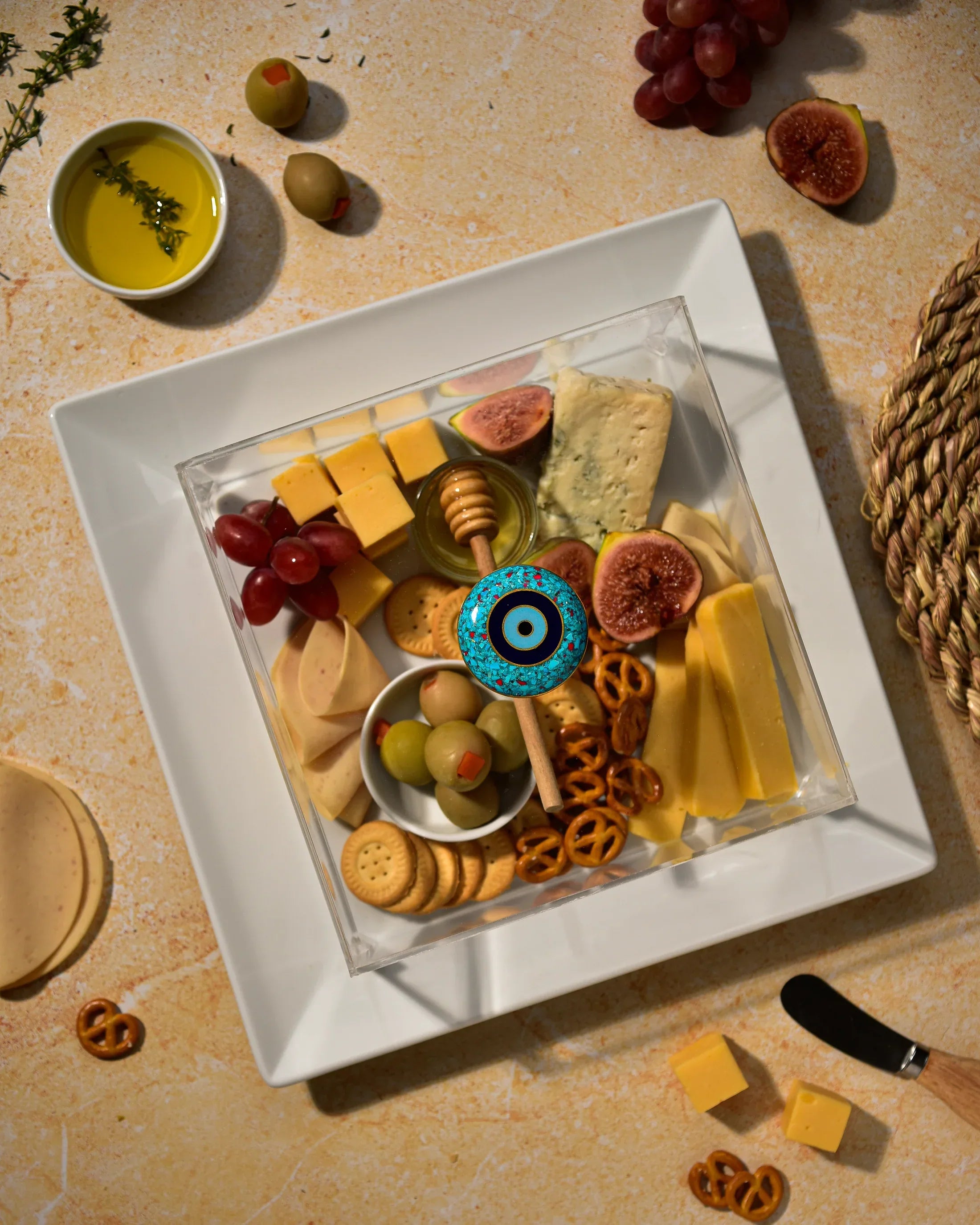 Rechote - Eyeline Squared porcelain serving plate 1 3