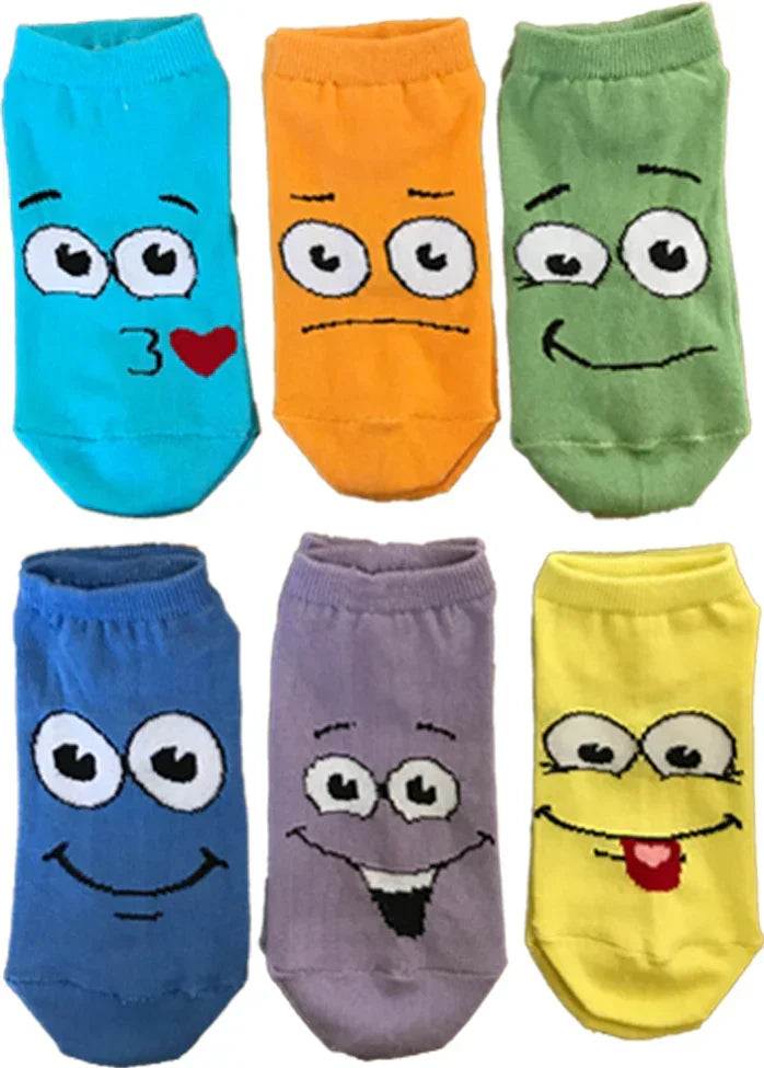Women Set Of 6 Ankle Socks Emojies Multicolour - Sam Socks - Babazzaro