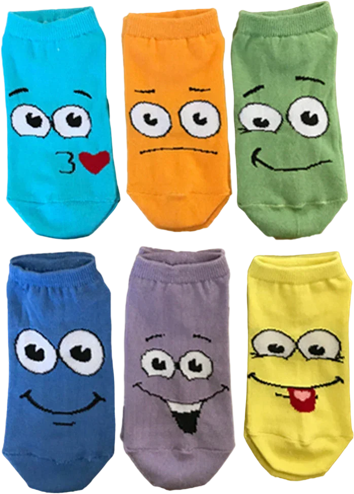 Women Set Of 6 Ankle Socks Emojies Multicolour - Sam Socks - Babazzaro