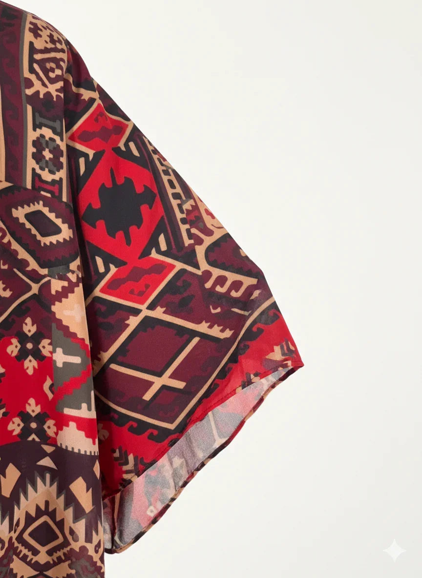 Urbantique - Black Kaftan with Multi-Colored Print 2