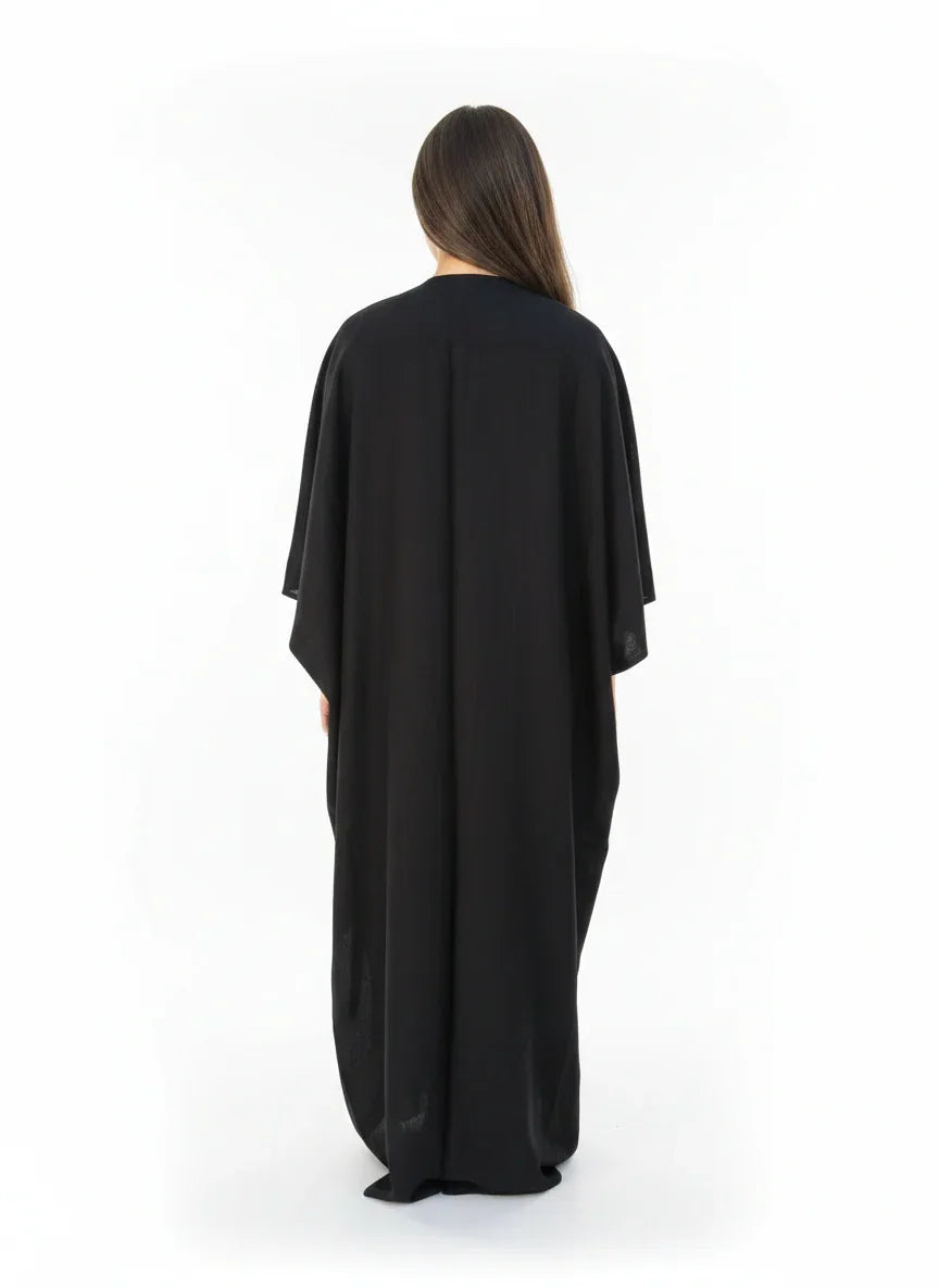 Urbantique - Black Kaftan Embroidered with Arabic Letters 3