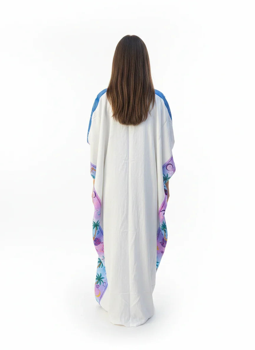 Urbantique - White Kaftan with Multicolor Print 3