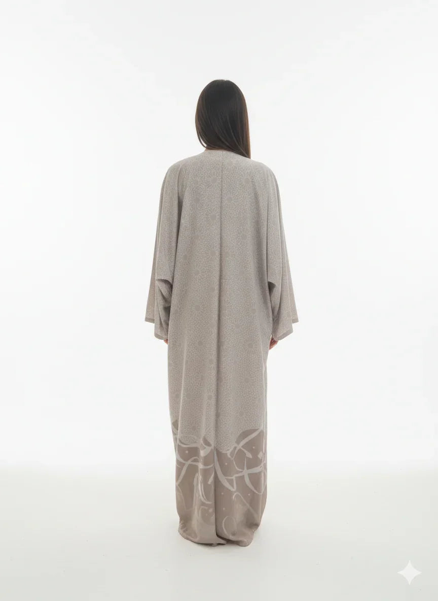 Urbantique - Satin Kaftan with Gray Letters 3