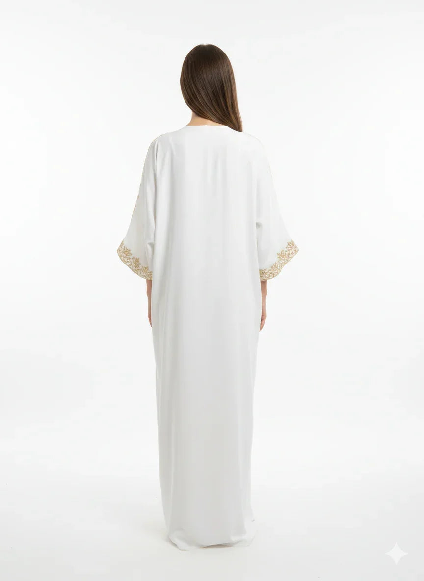 Urbantique - White Kaftan with Gold Arabic Letters 3