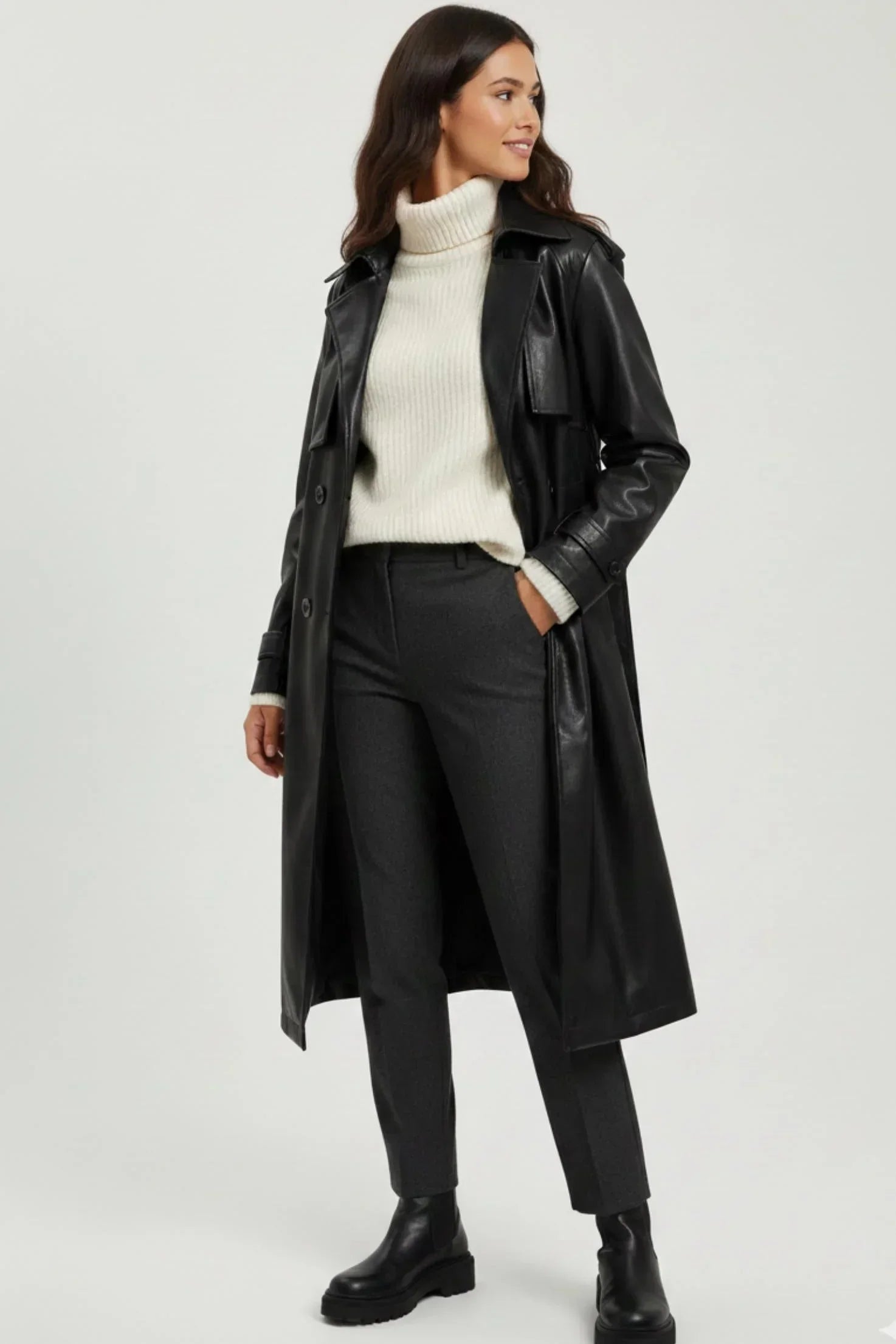 Carina - Leather Trench Coat 1