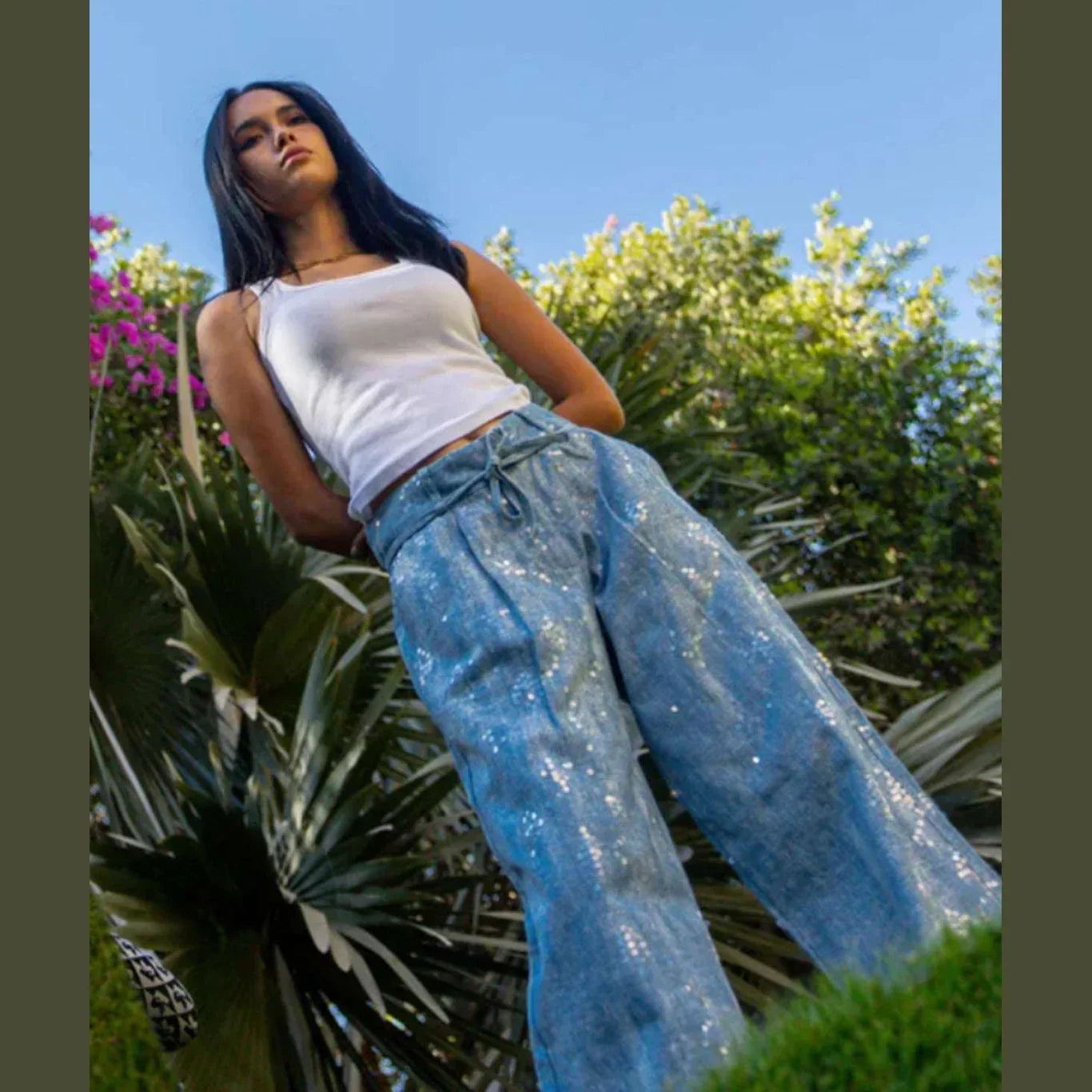 Sequin Effect Jeans - A_Squared_Y - Babazzaro
