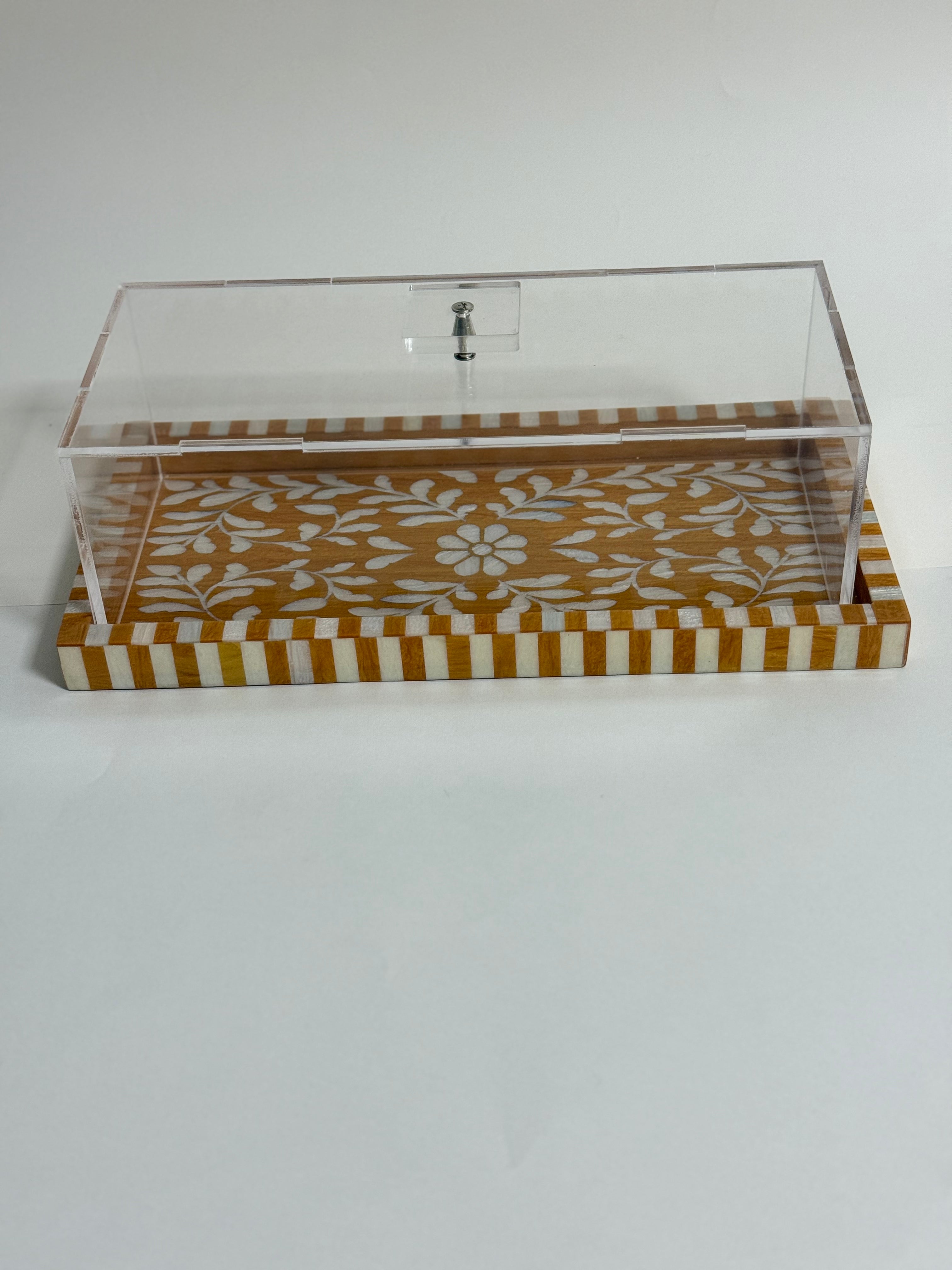 Lavender - Rectangular sadaf tray with cover 3