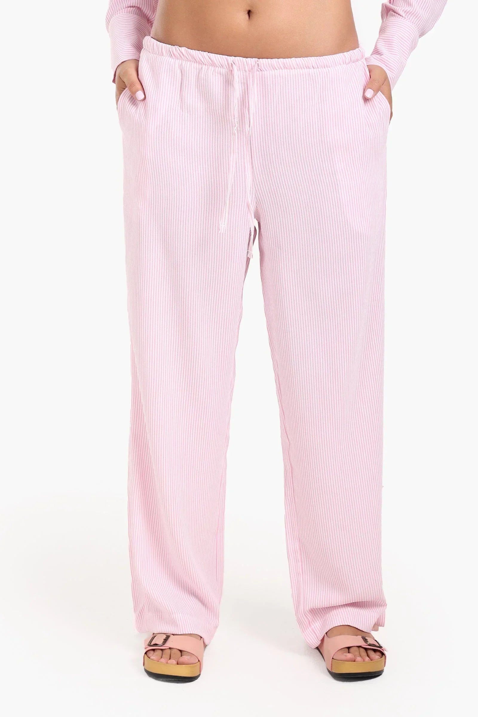 Clue - Striped Elastic Waist Pants 1