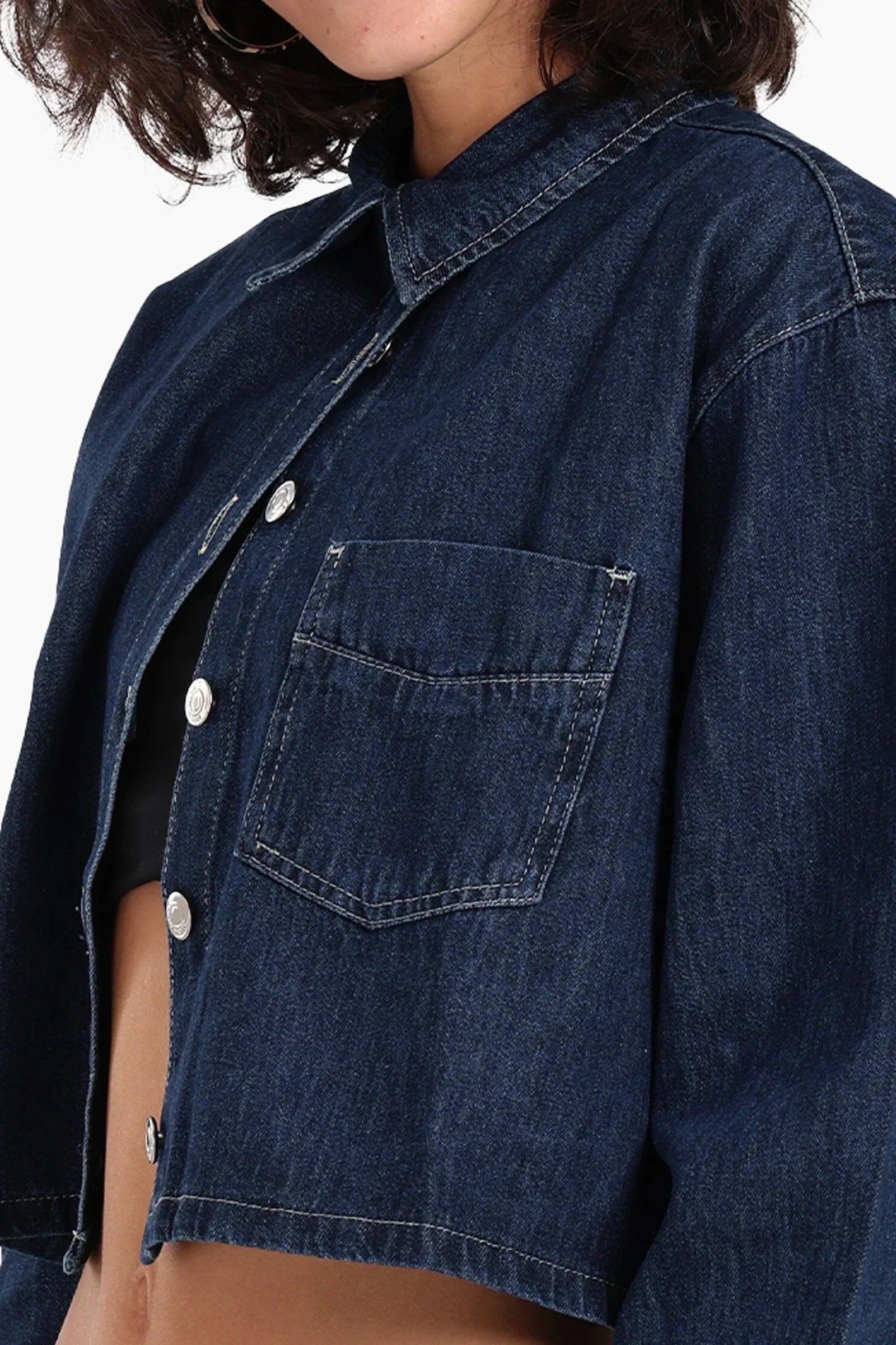 Clue - Cropped Denim Shirt 4