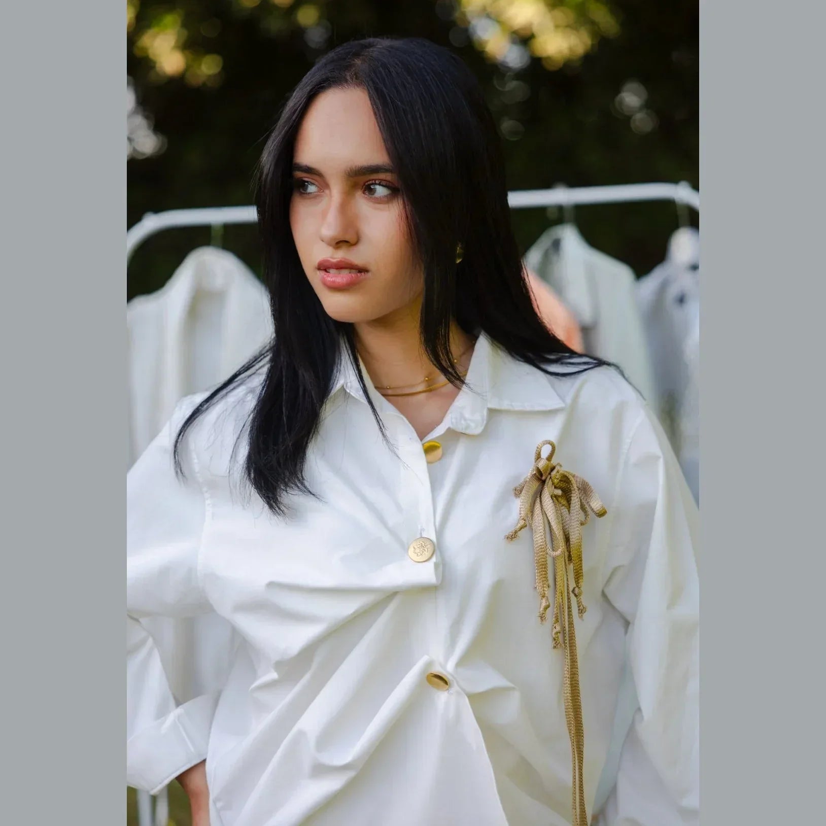 Golden Bow Poplin Shirt - A_Squared_Y - Babazzaro