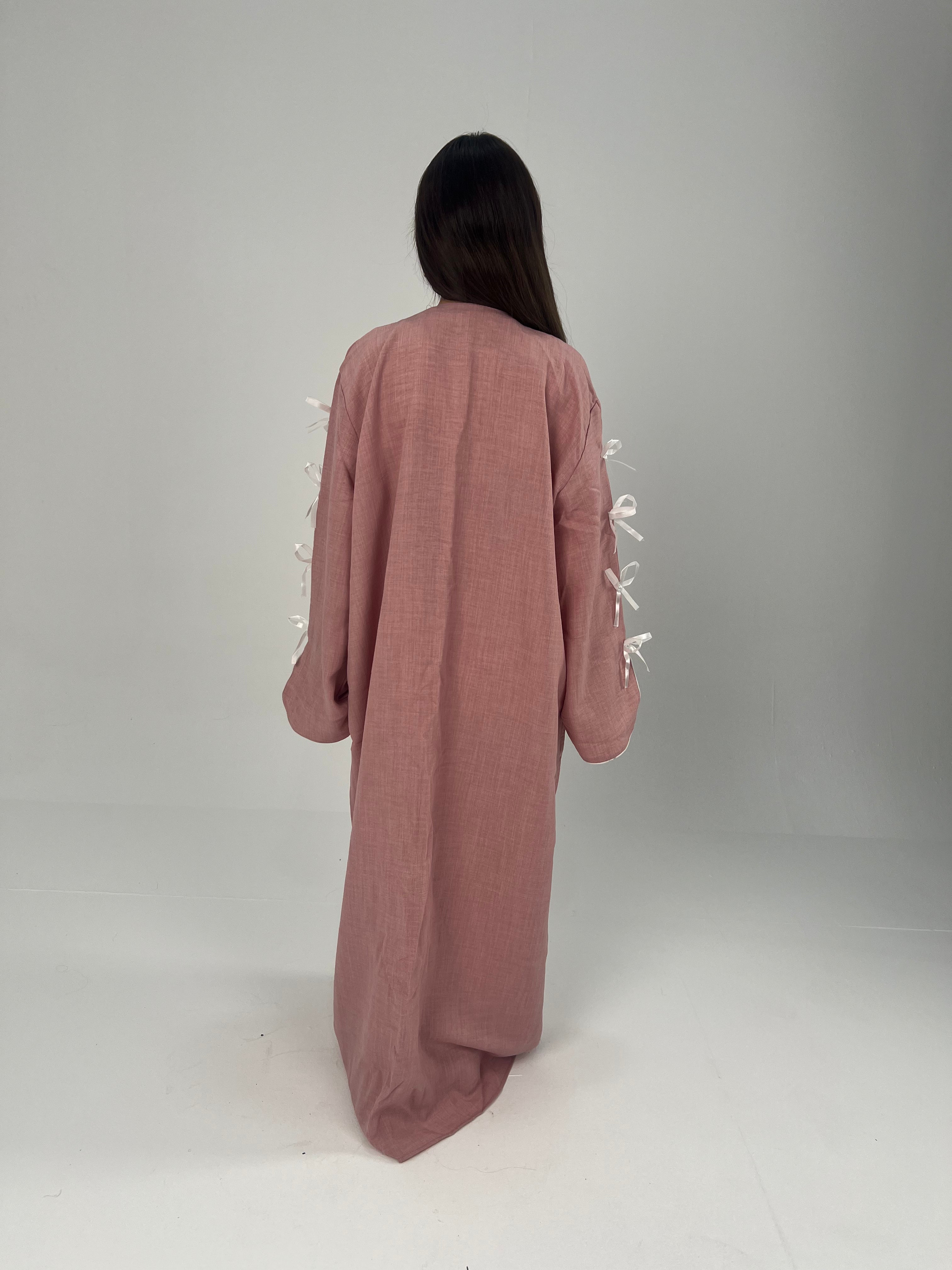 Urbantique - Pink Kaftan with Bows on the Sleeves 6