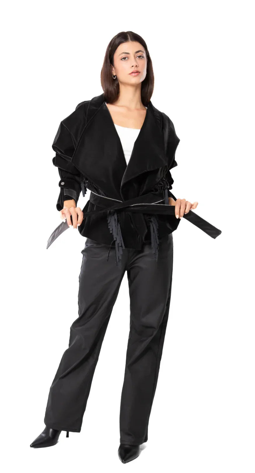 A_Squared_Y - Black faux leather bomber jacket 1