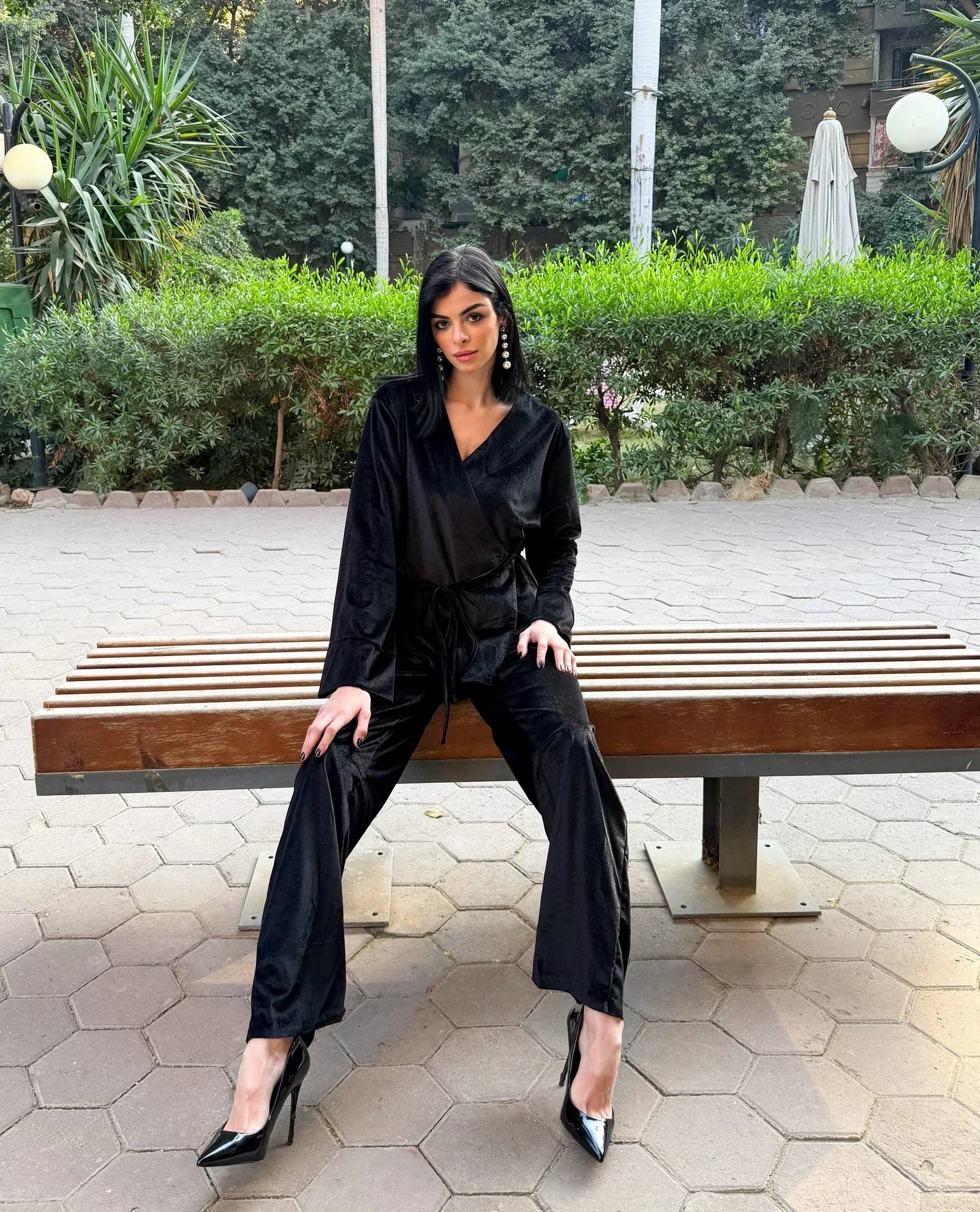 Reehan - Black Side Tie Kimono Set 1