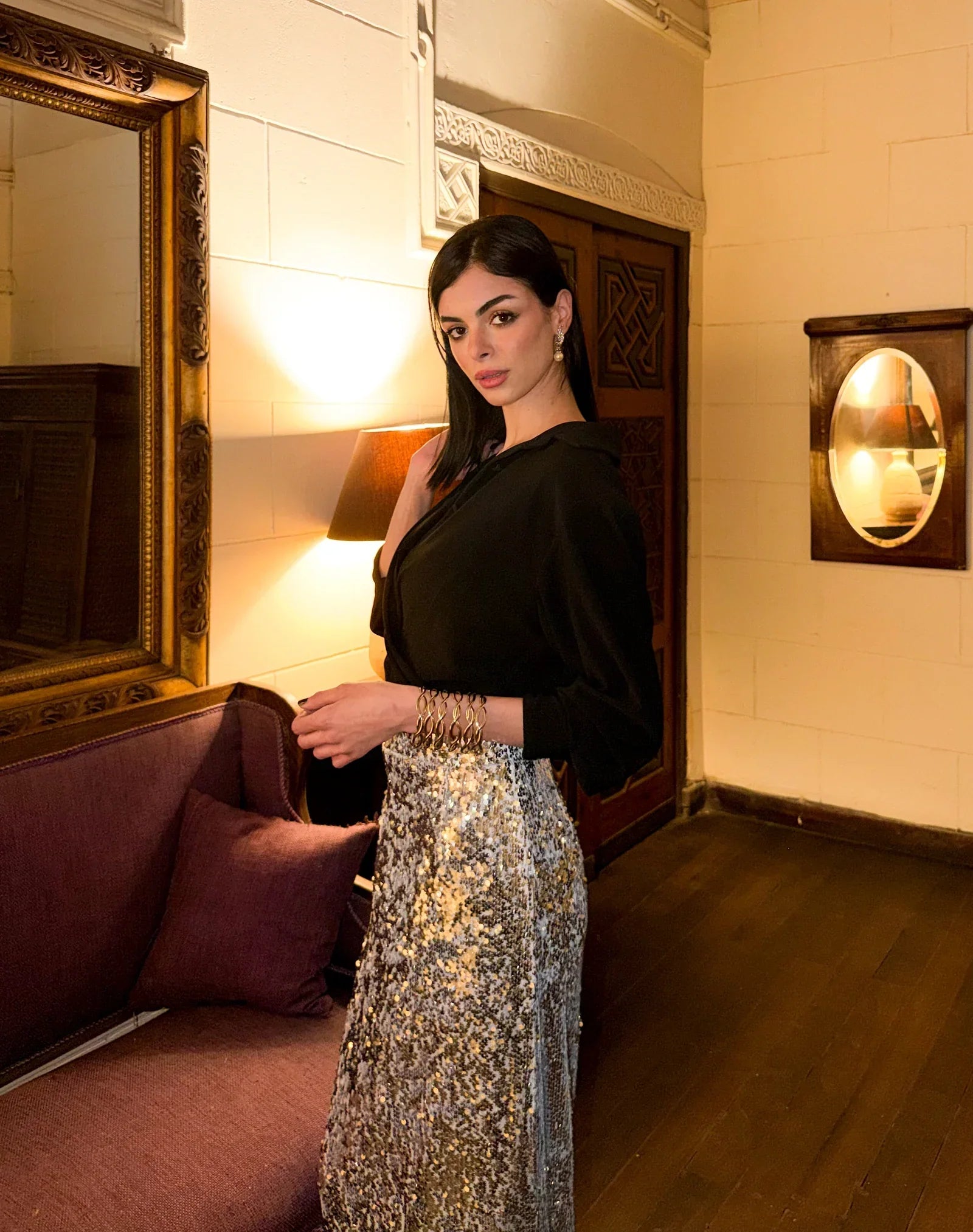 Reehan - Silver Sequin Maxi Skirt 2